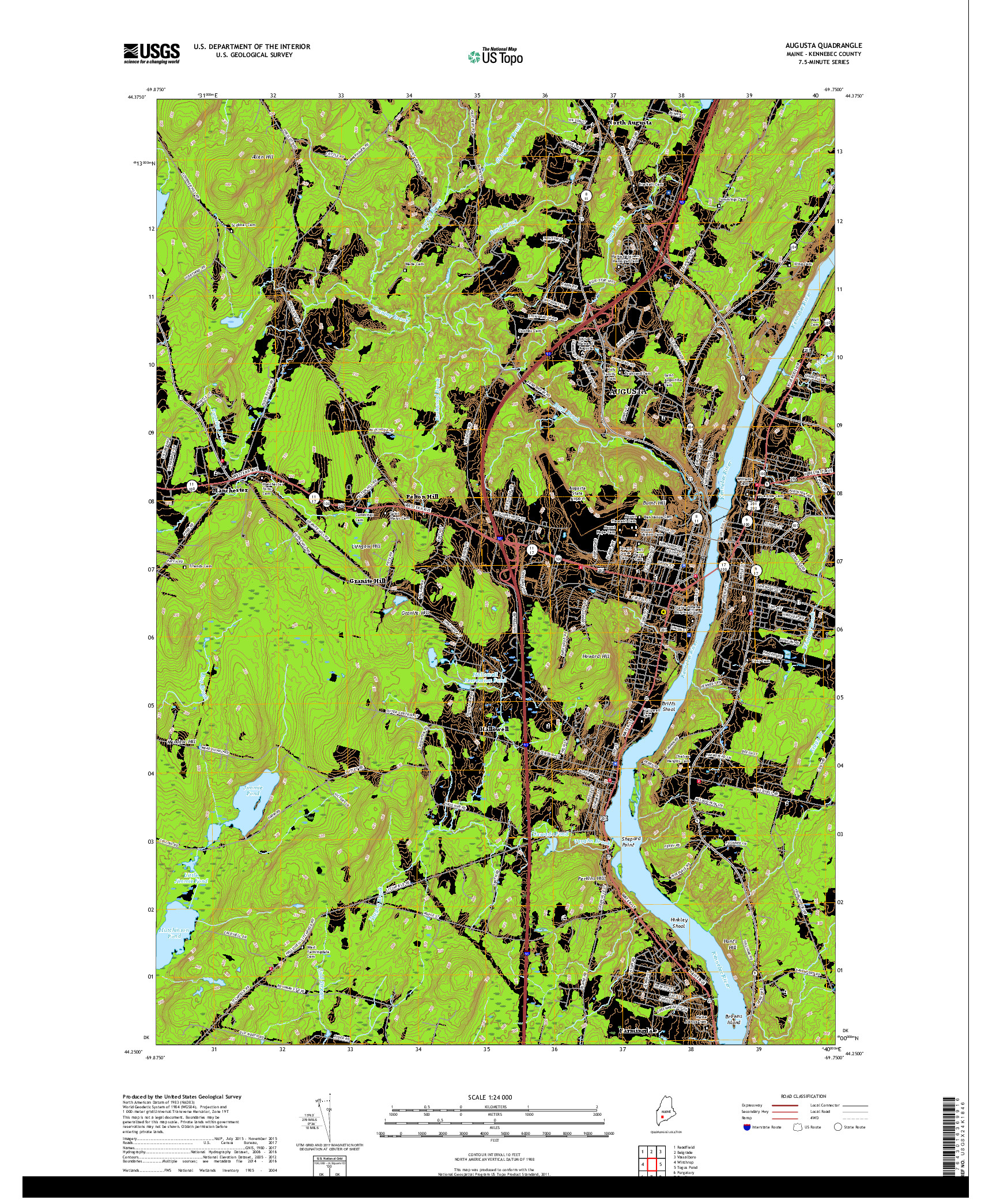 USGS US TOPO 7.5-MINUTE MAP FOR AUGUSTA, ME 2018