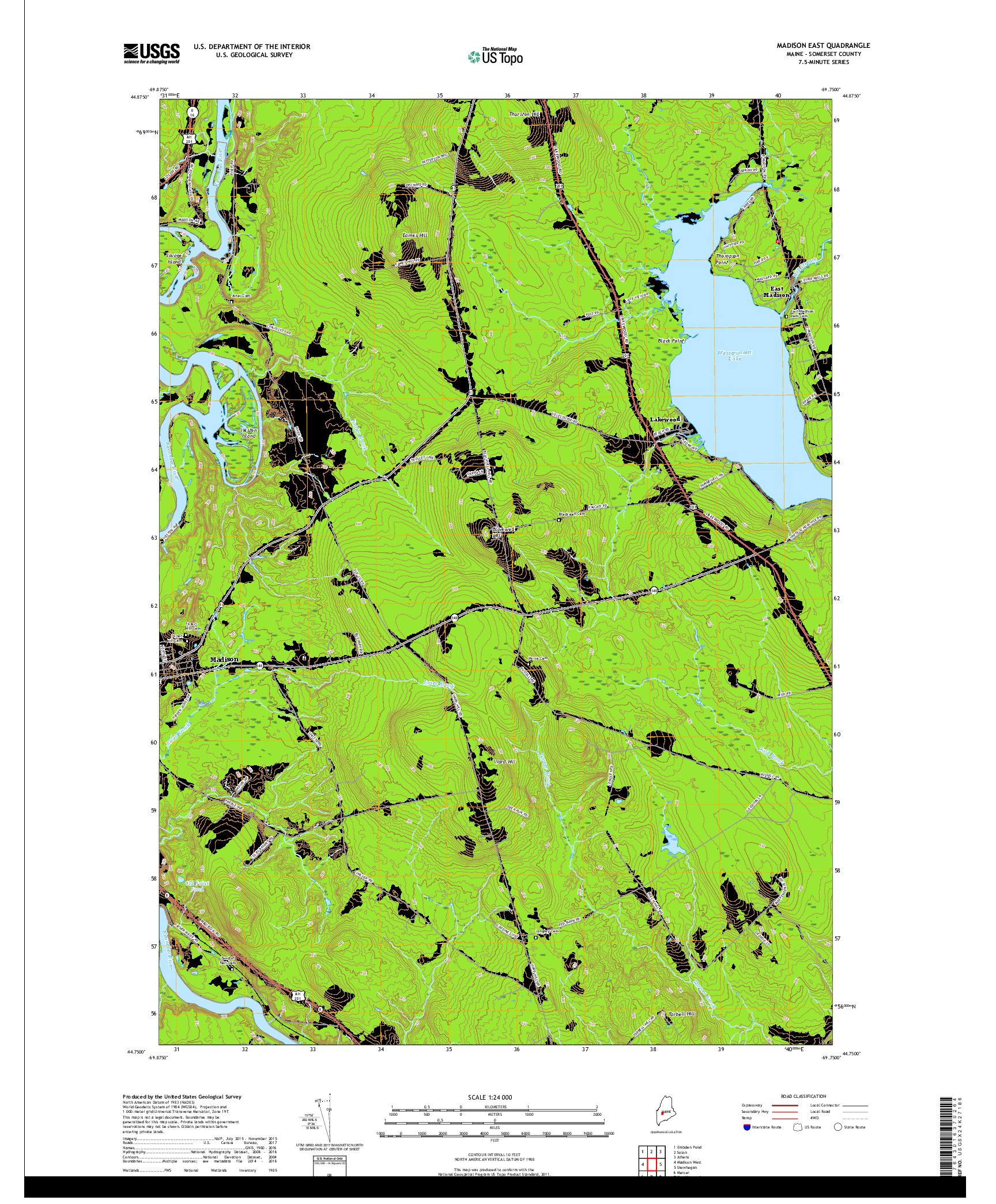 USGS US TOPO 7.5-MINUTE MAP FOR MADISON EAST, ME 2018