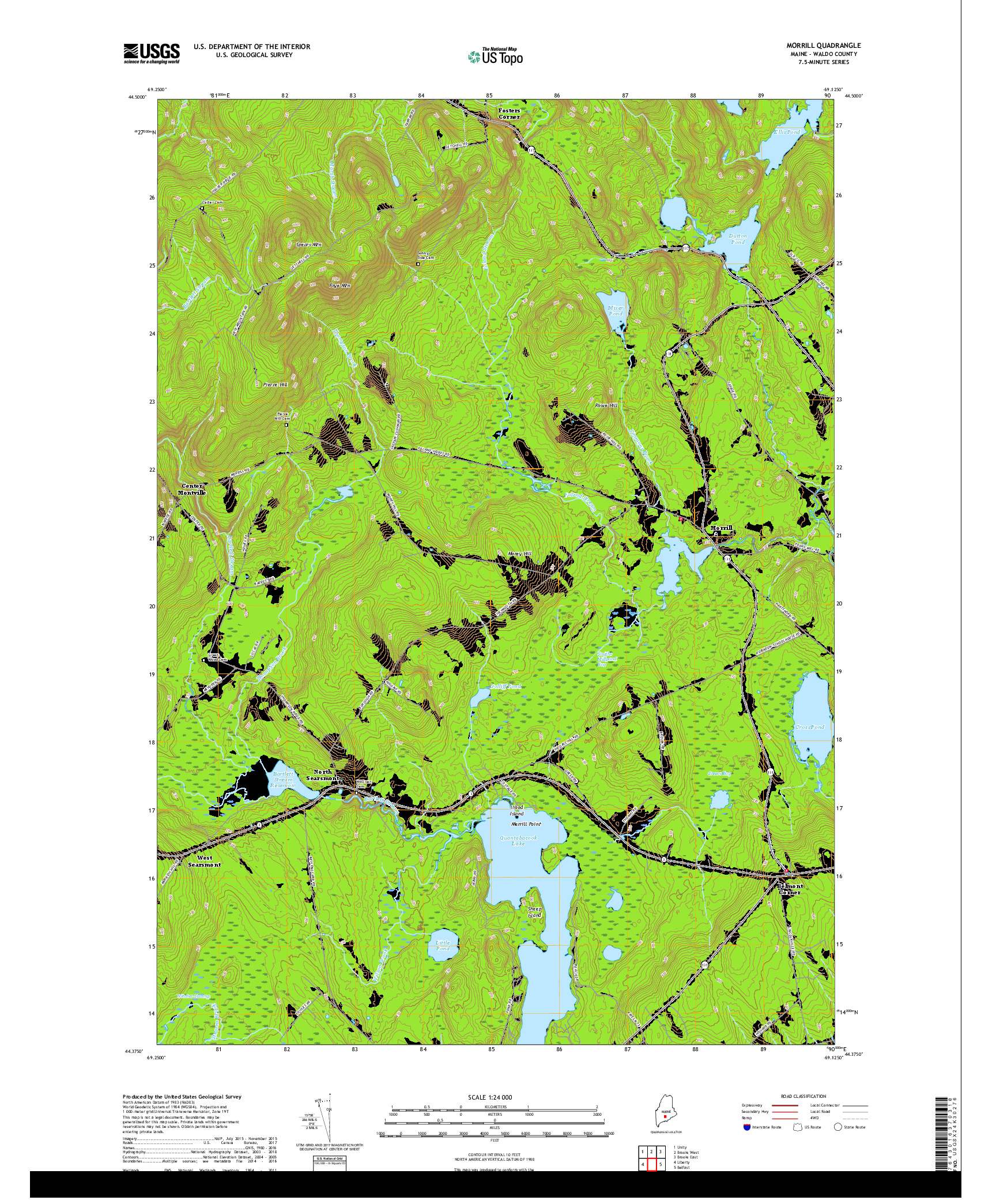 USGS US TOPO 7.5-MINUTE MAP FOR MORRILL, ME 2018