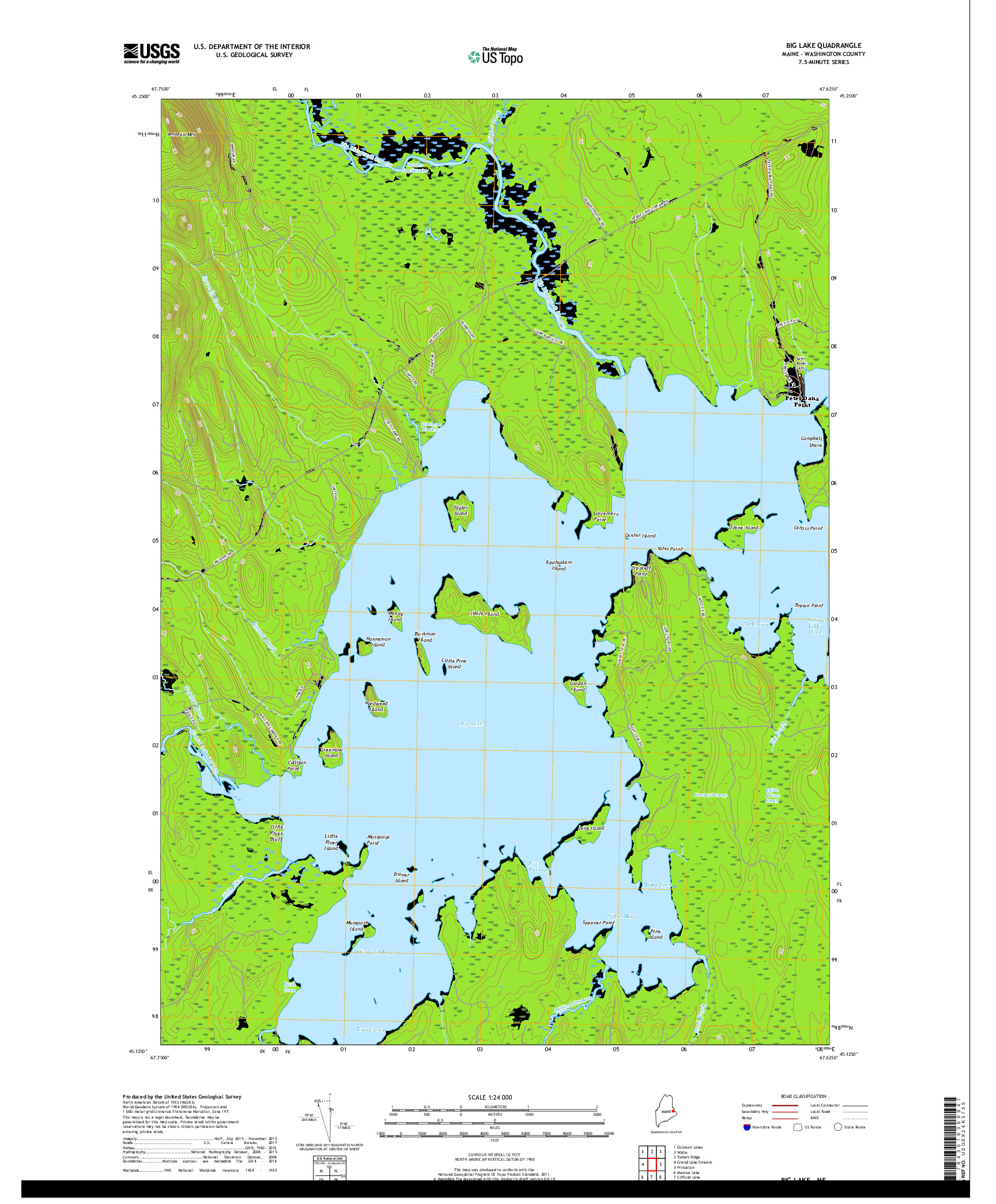 USGS US TOPO 7.5-MINUTE MAP FOR BIG LAKE, ME 2018