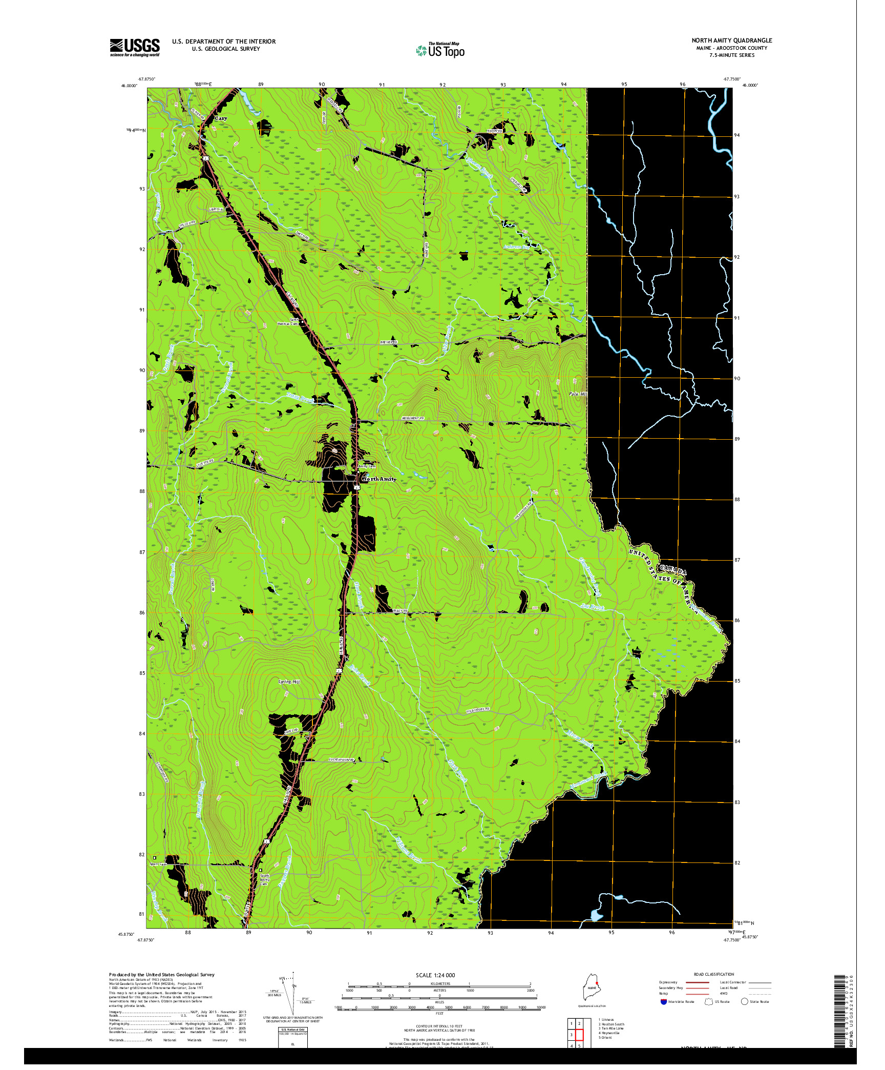 USGS US TOPO 7.5-MINUTE MAP FOR NORTH AMITY, ME,NB 2018