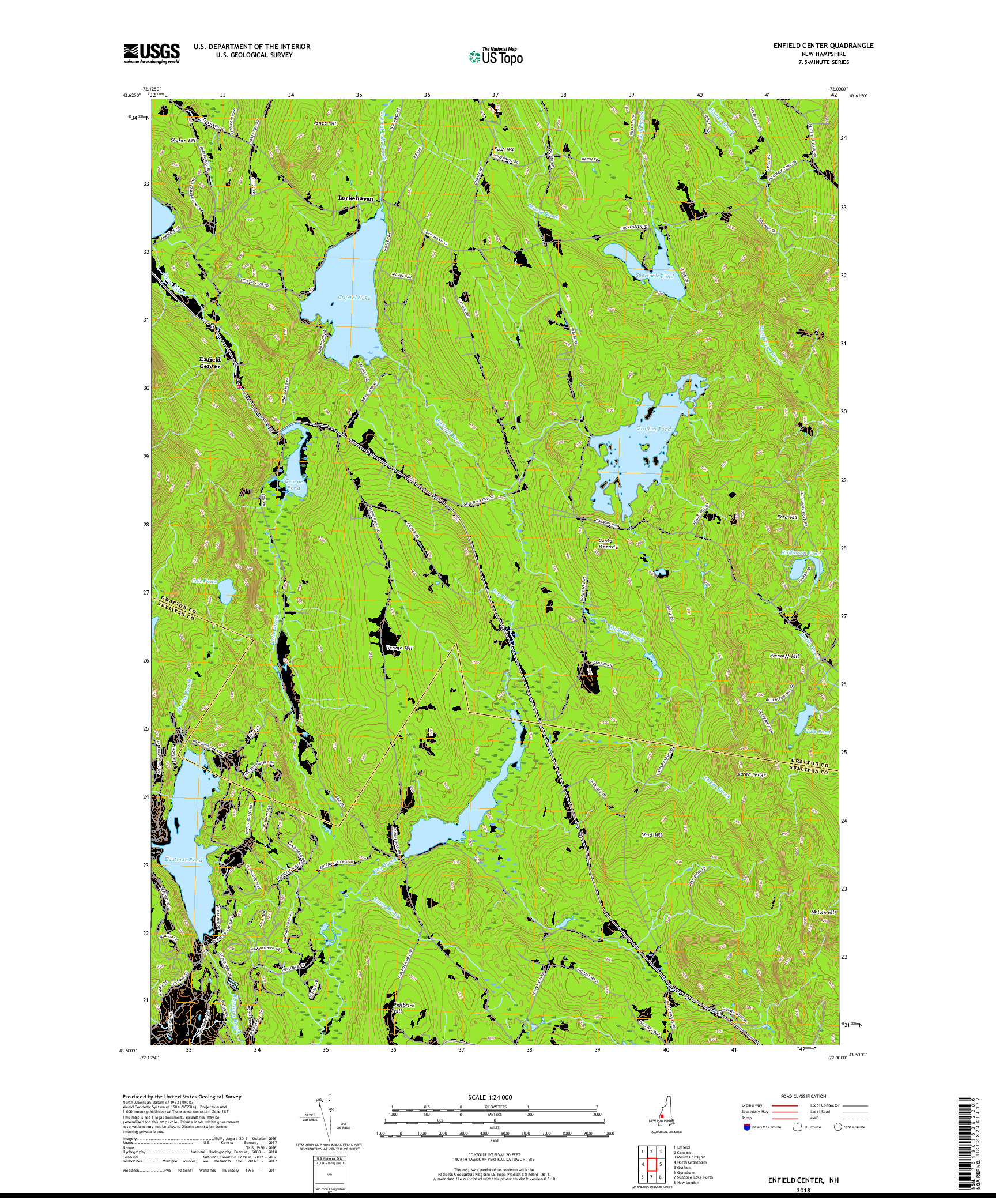 USGS US TOPO 7.5-MINUTE MAP FOR ENFIELD CENTER, NH 2018