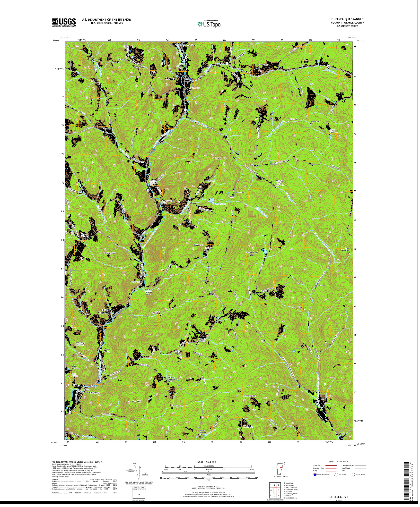 USGS US TOPO 7.5-MINUTE MAP FOR CHELSEA, VT 2018