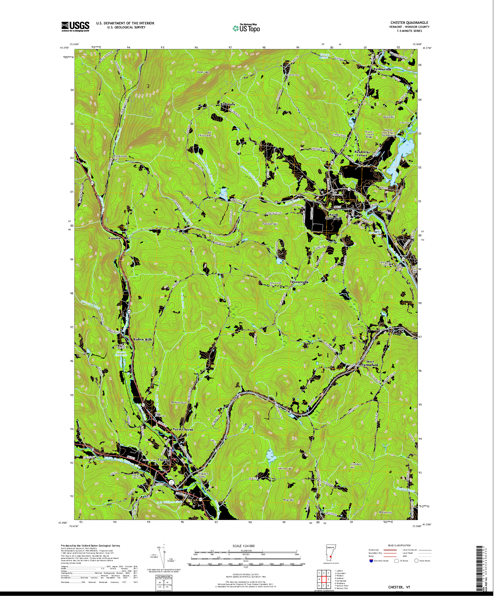 USGS US TOPO 7.5-MINUTE MAP FOR CHESTER, VT 2018