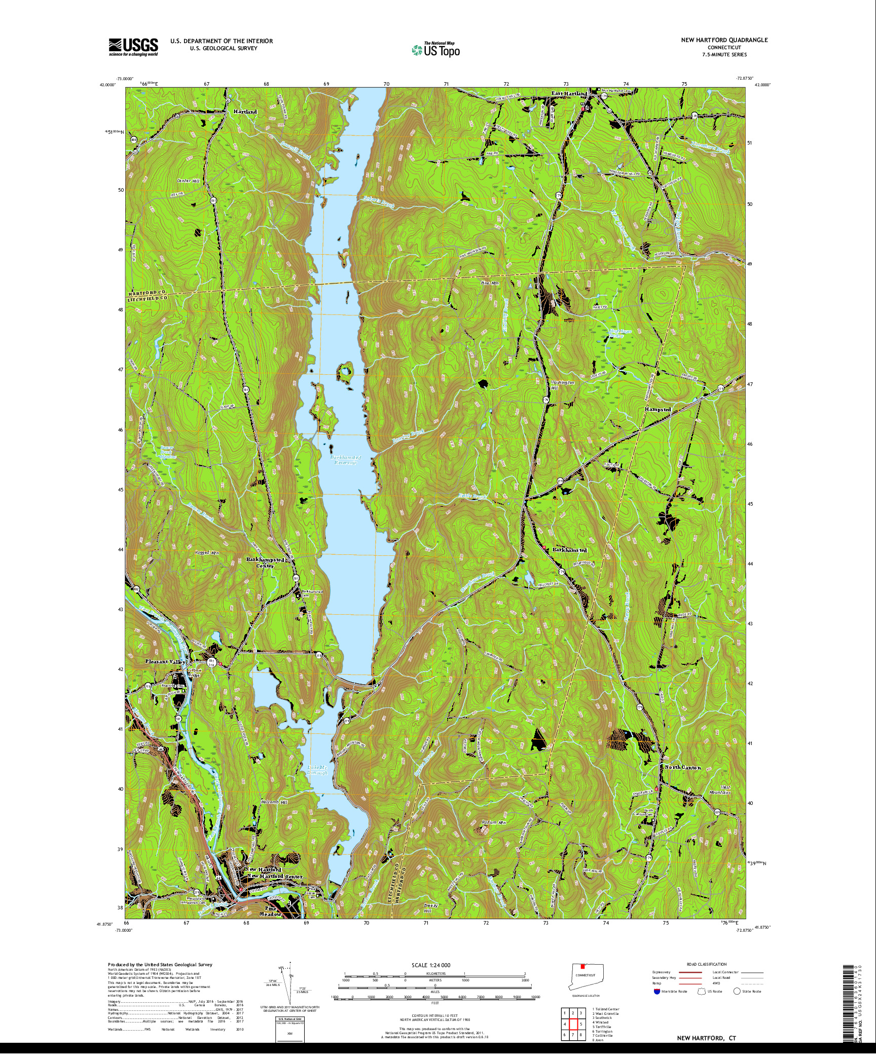 USGS US TOPO 7.5-MINUTE MAP FOR NEW HARTFORD, CT 2018