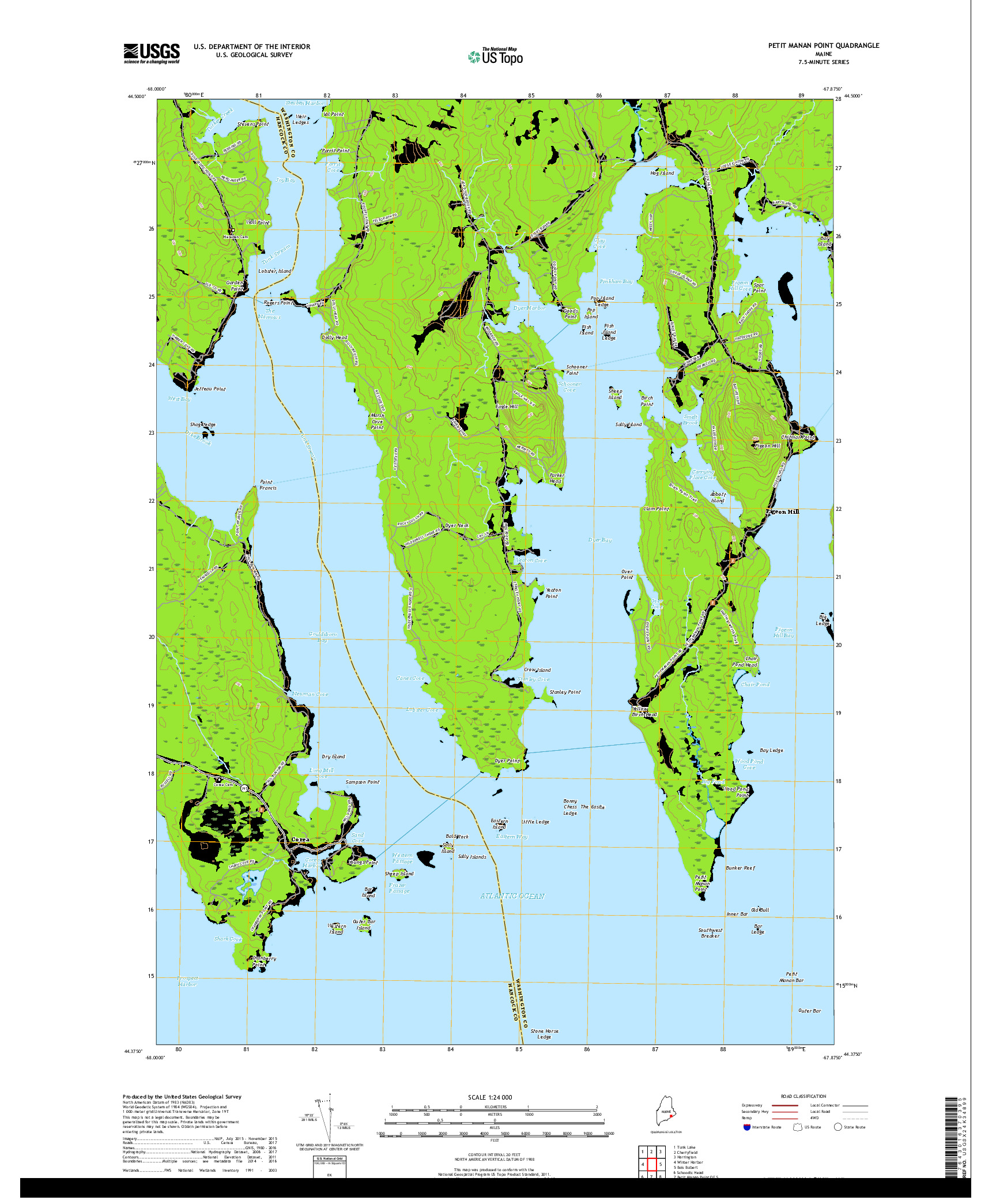 USGS US TOPO 7.5-MINUTE MAP FOR PETIT MANAN POINT, ME 2018