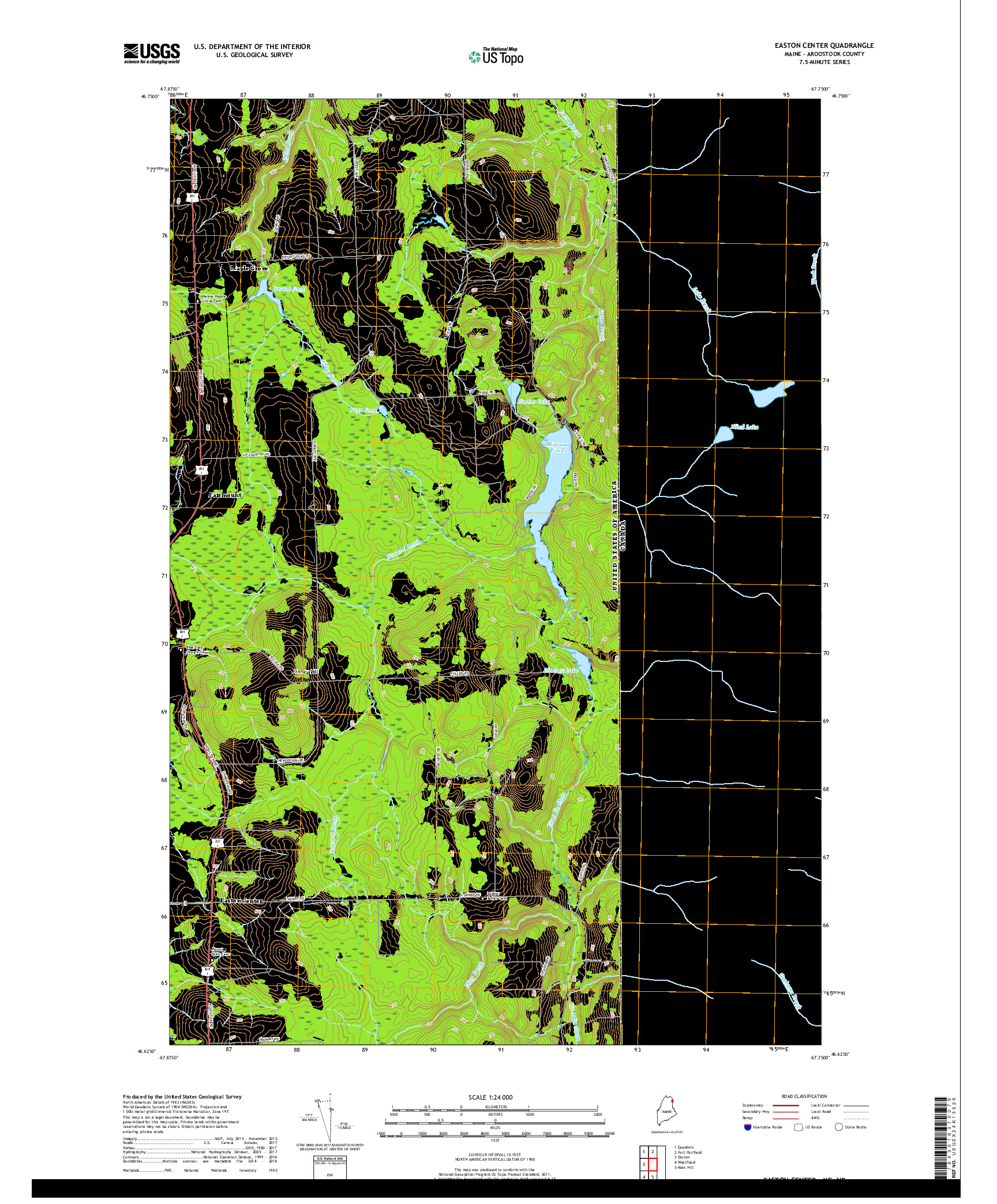 USGS US TOPO 7.5-MINUTE MAP FOR EASTON CENTER, ME,NB 2018