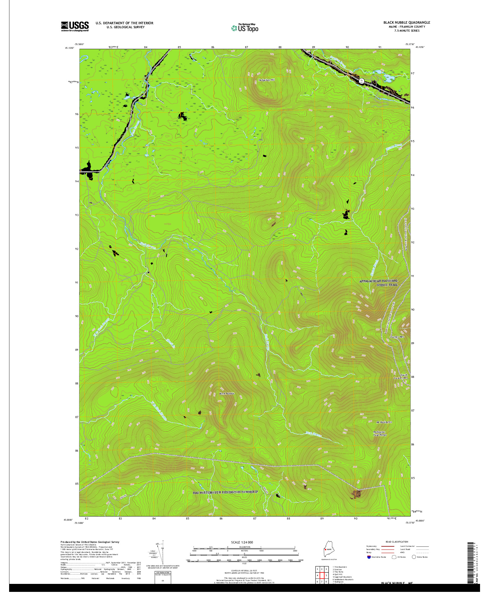 USGS US TOPO 7.5-MINUTE MAP FOR BLACK NUBBLE, ME 2018