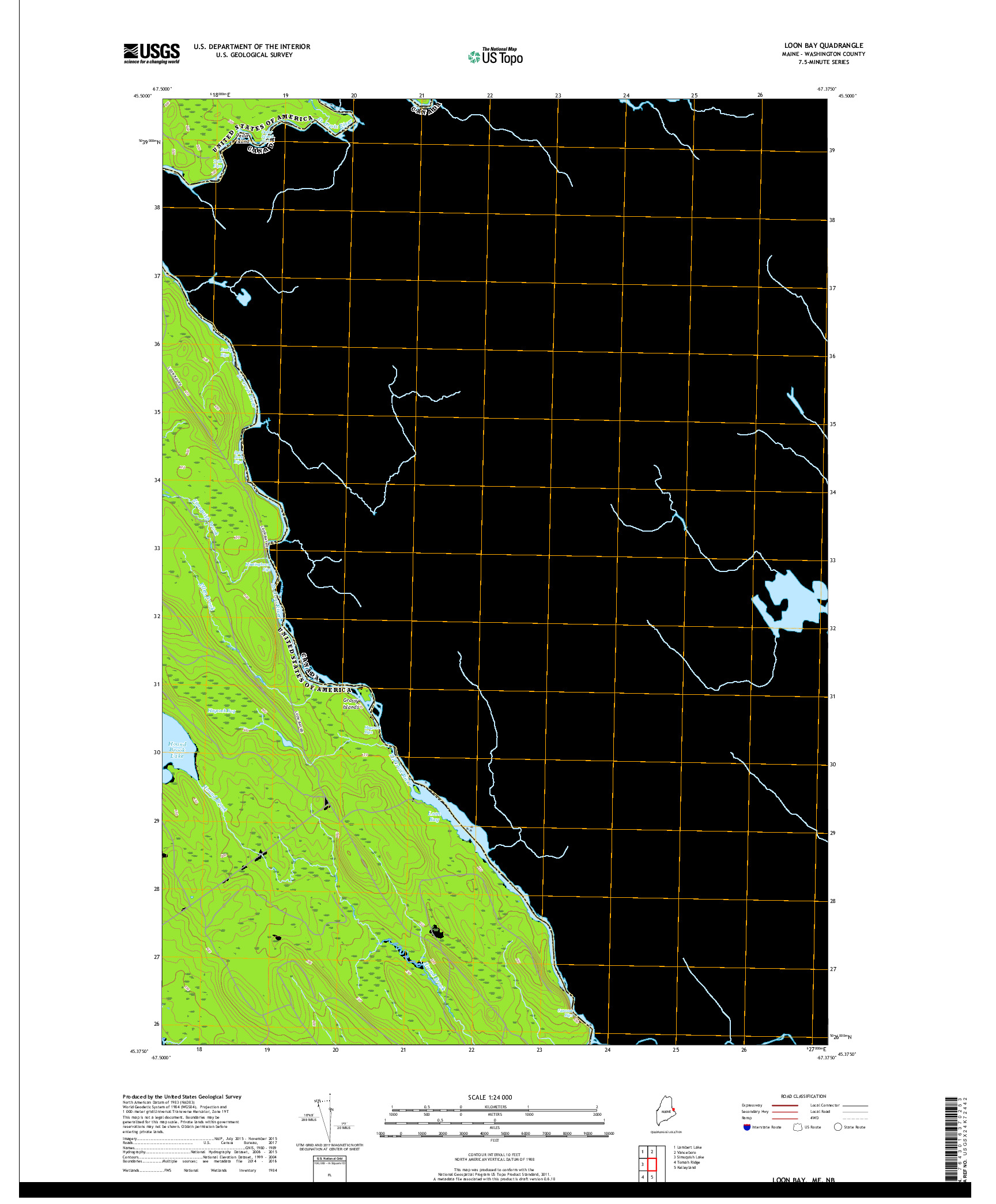 USGS US TOPO 7.5-MINUTE MAP FOR LOON BAY, ME,NB 2018