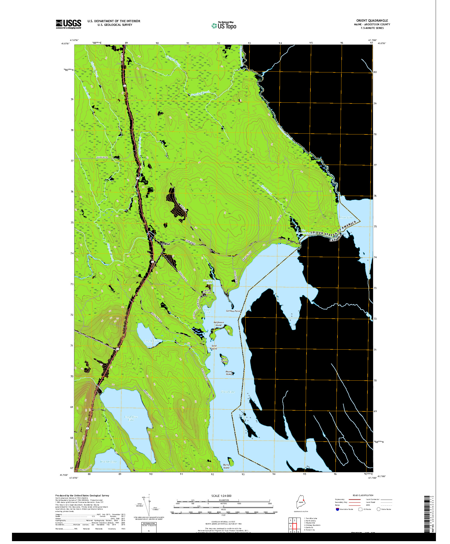 USGS US TOPO 7.5-MINUTE MAP FOR ORIENT, ME,NB 2018