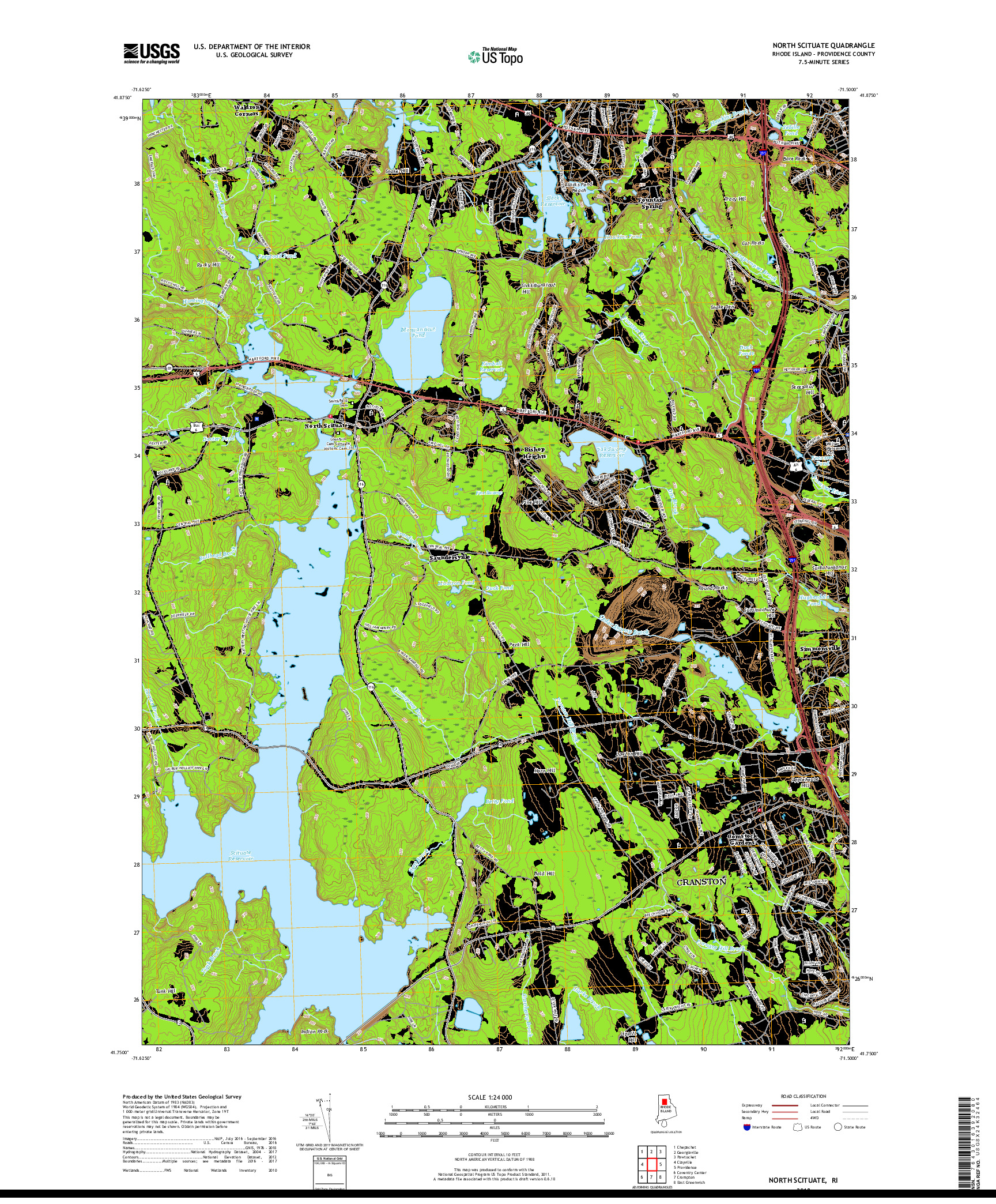 USGS US TOPO 7.5-MINUTE MAP FOR NORTH SCITUATE, RI 2018