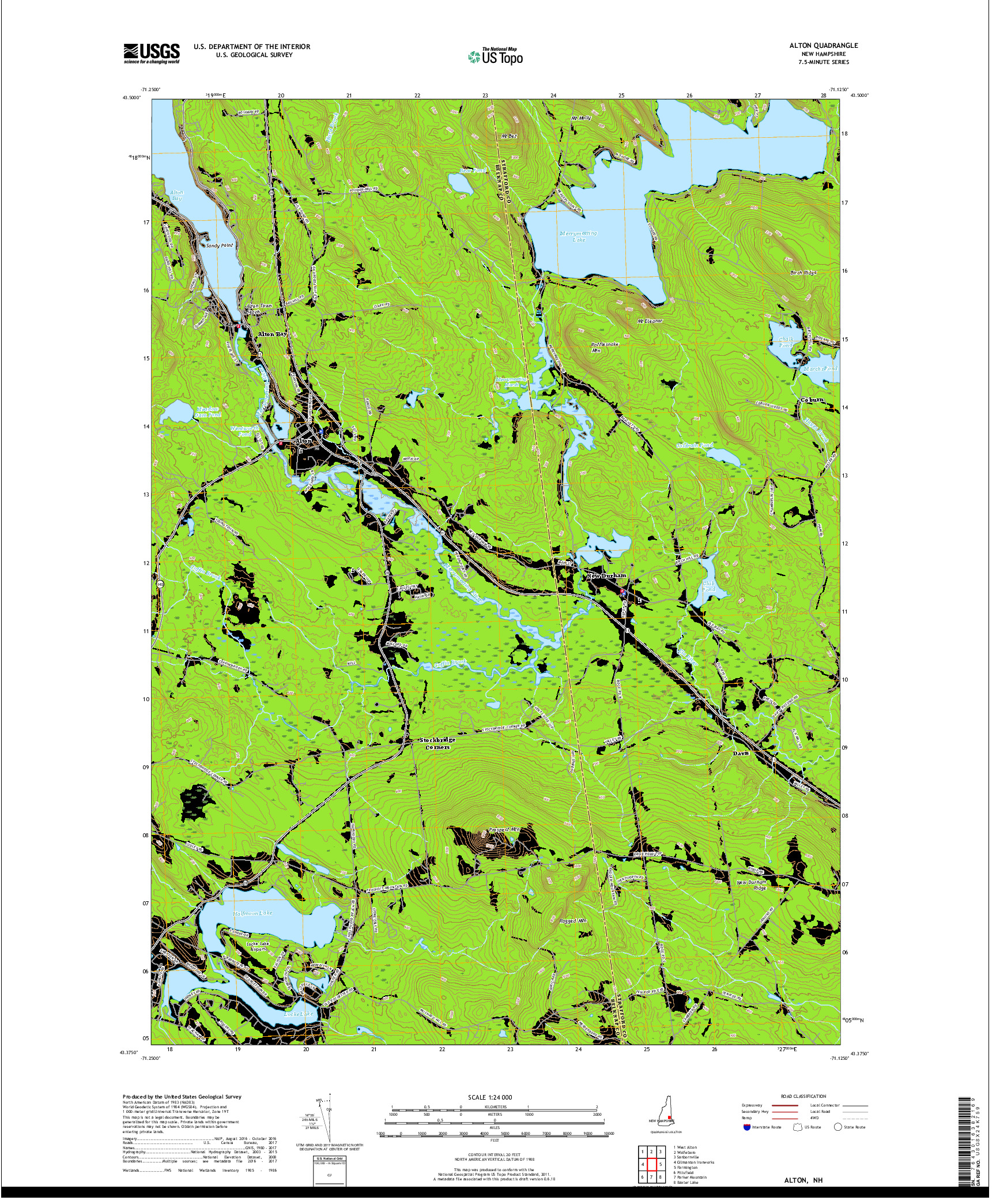 USGS US TOPO 7.5-MINUTE MAP FOR ALTON, NH 2018