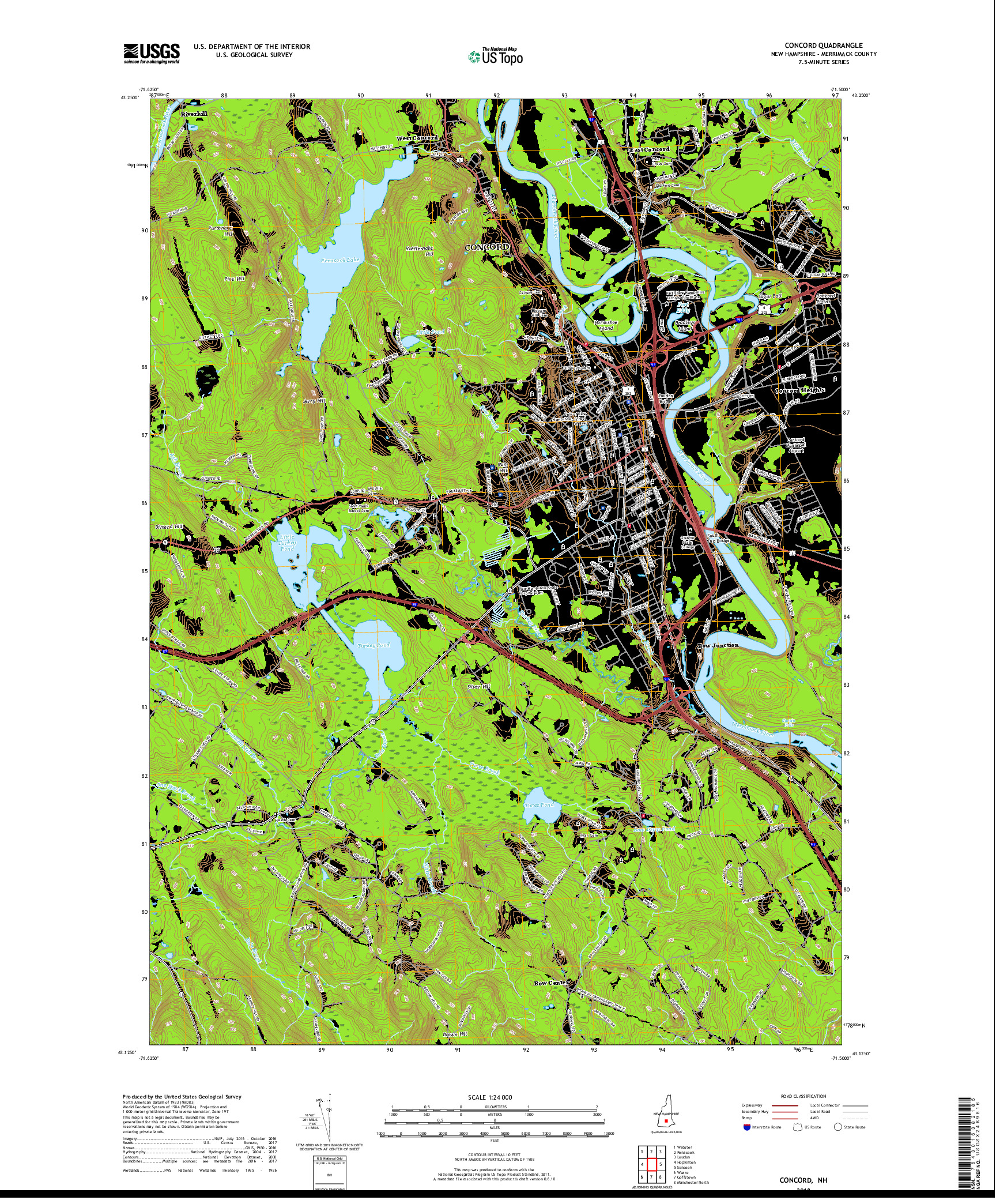 USGS US TOPO 7.5-MINUTE MAP FOR CONCORD, NH 2018