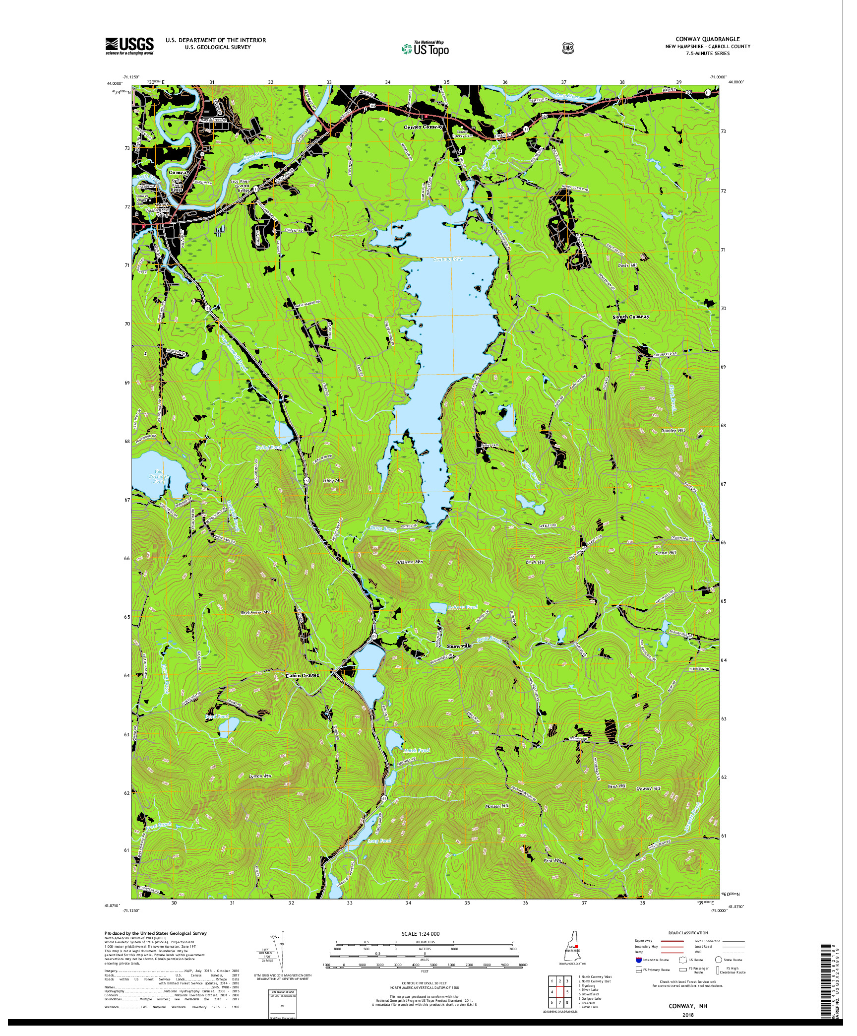 USGS US TOPO 7.5-MINUTE MAP FOR CONWAY, NH 2018