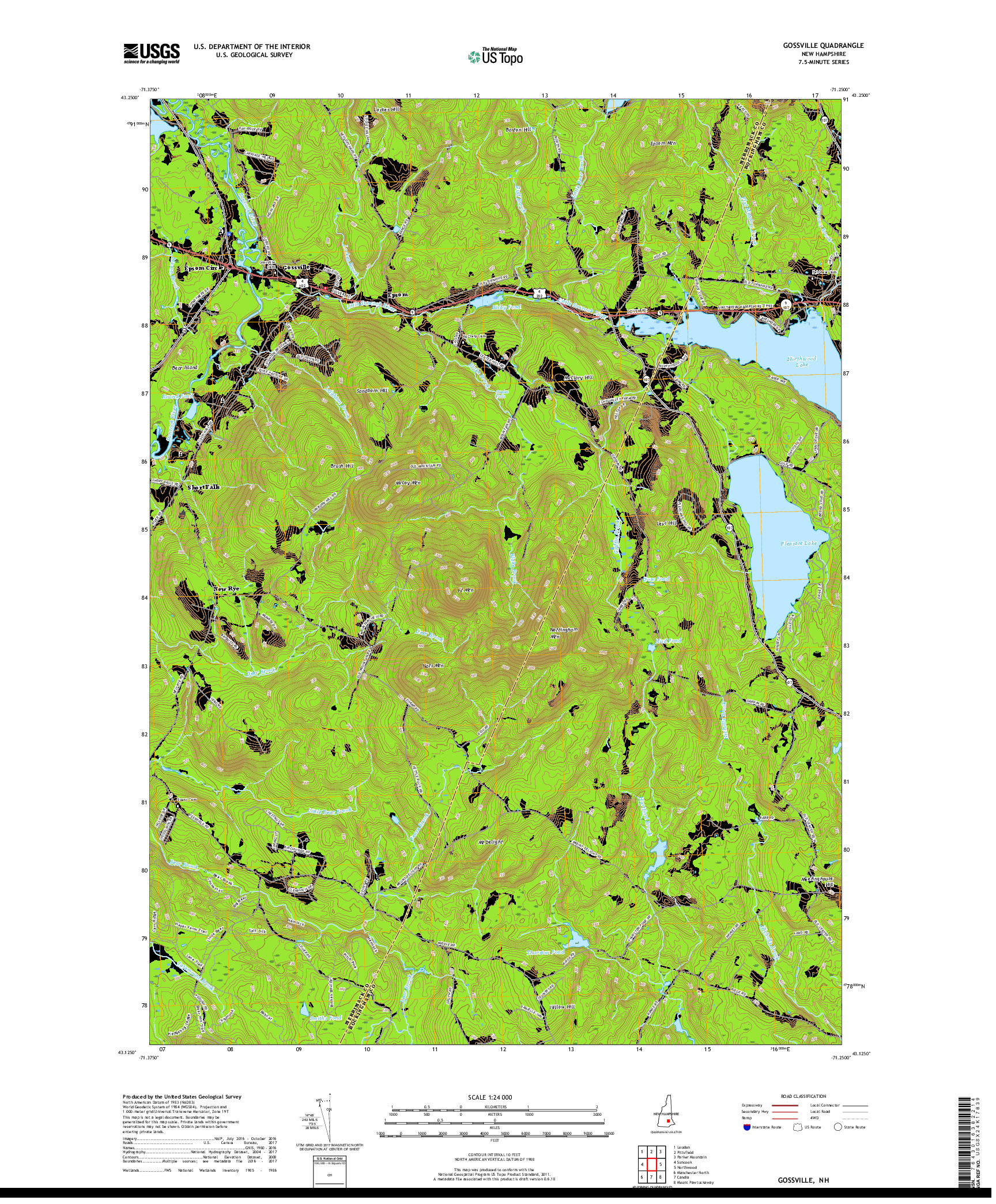 USGS US TOPO 7.5-MINUTE MAP FOR GOSSVILLE, NH 2018