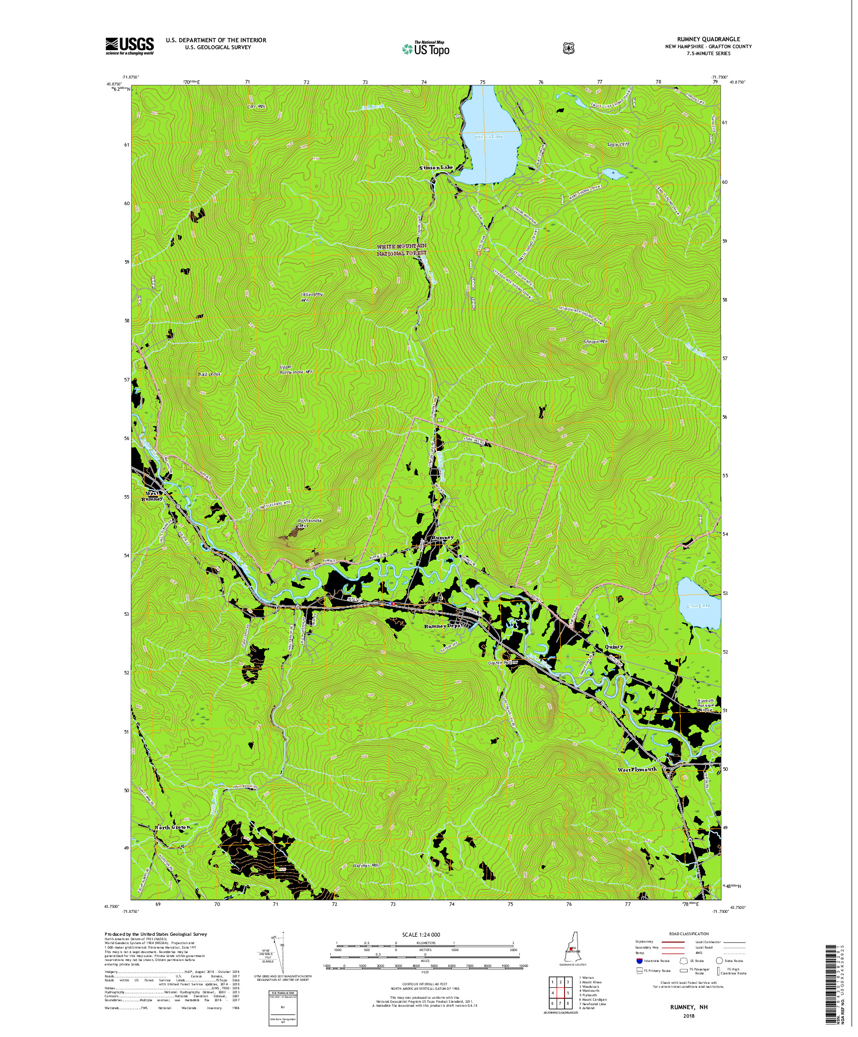 USGS US TOPO 7.5-MINUTE MAP FOR RUMNEY, NH 2018