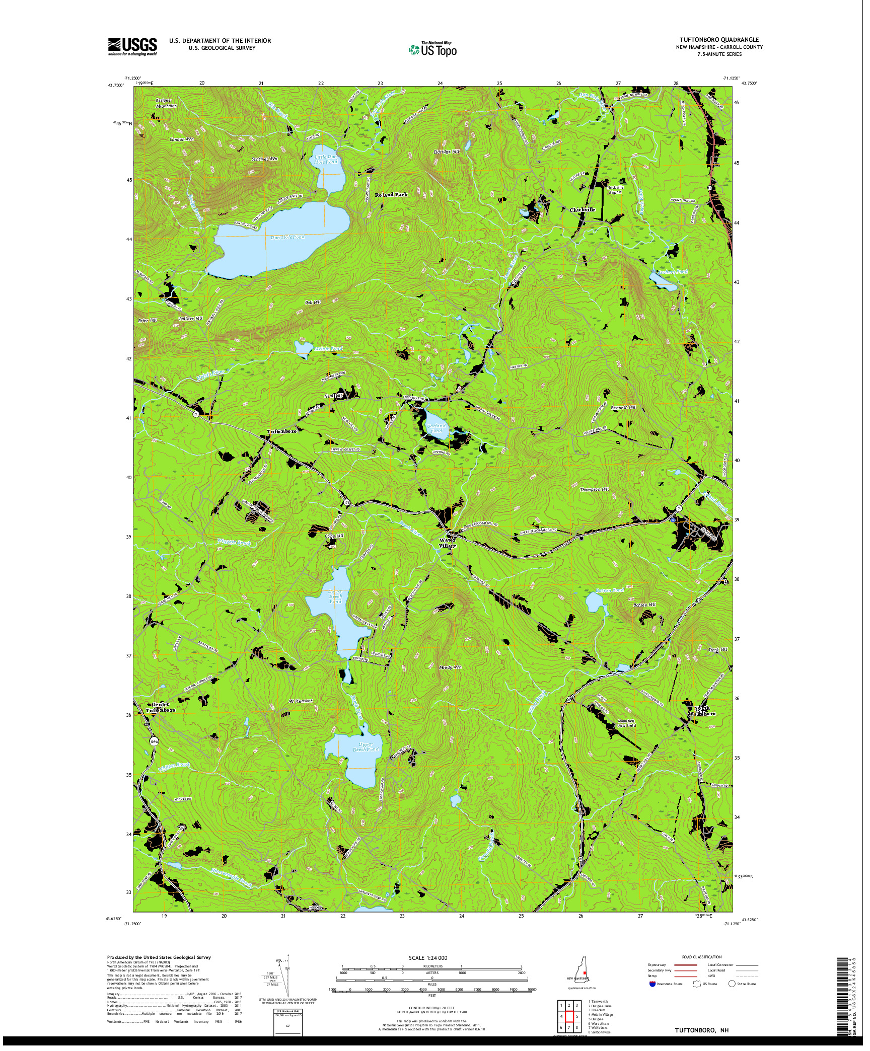 USGS US TOPO 7.5-MINUTE MAP FOR TUFTONBORO, NH 2018