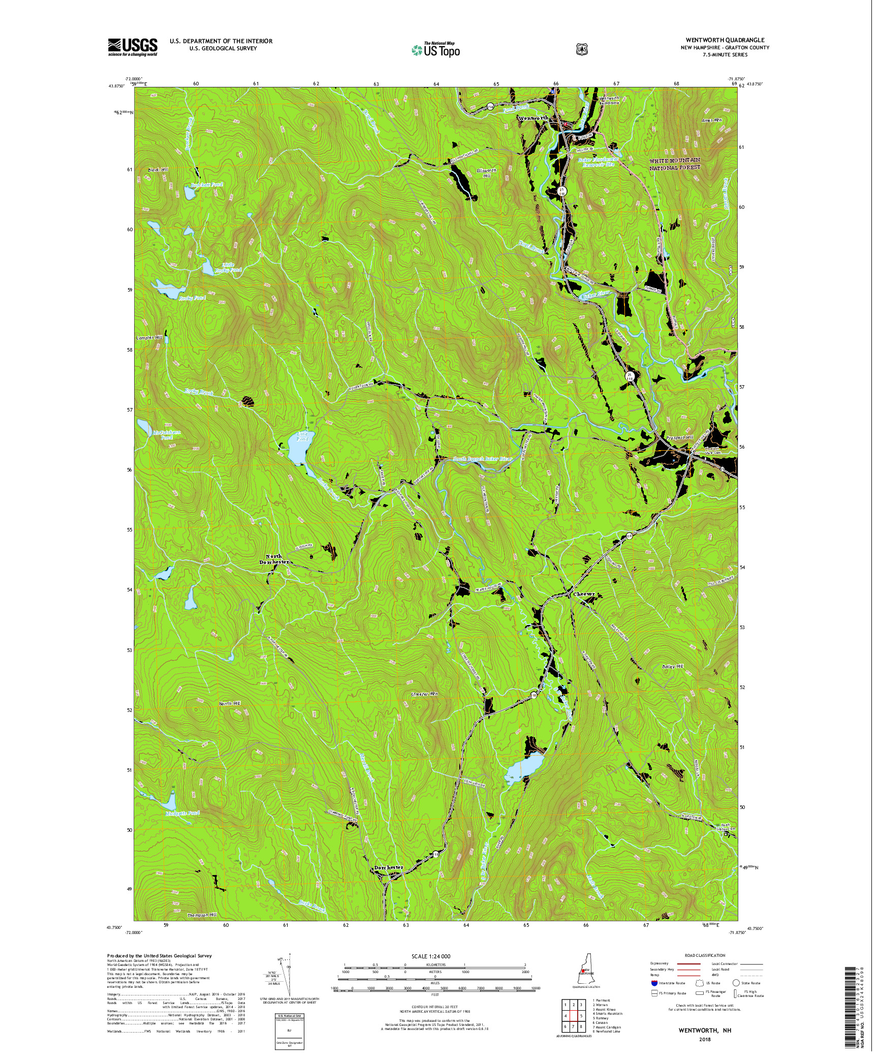 USGS US TOPO 7.5-MINUTE MAP FOR WENTWORTH, NH 2018
