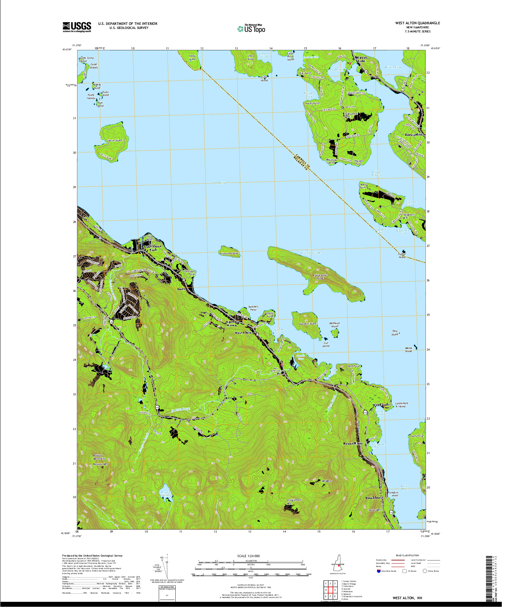 USGS US TOPO 7.5-MINUTE MAP FOR WEST ALTON, NH 2018