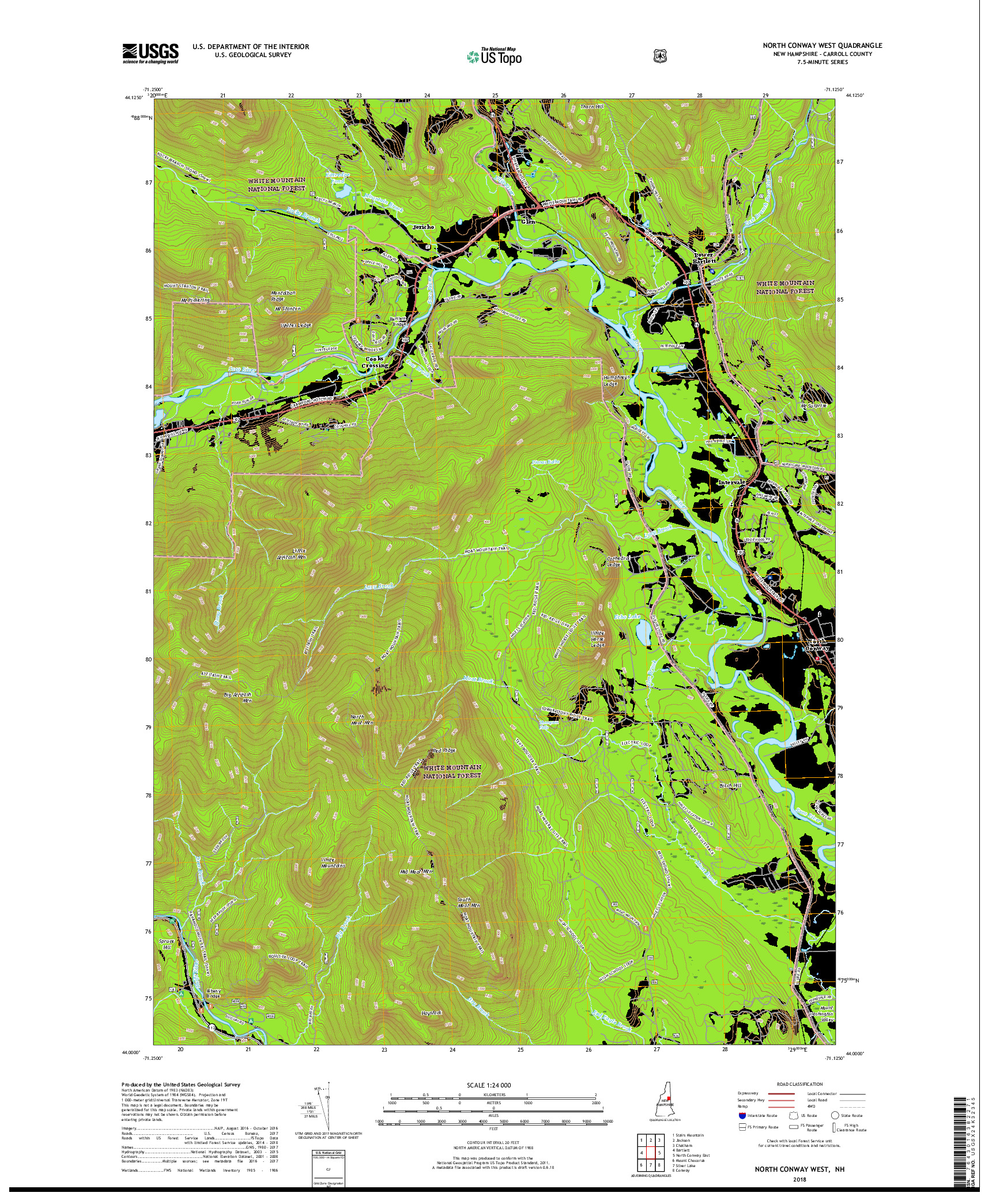 USGS US TOPO 7.5-MINUTE MAP FOR NORTH CONWAY WEST, NH 2018