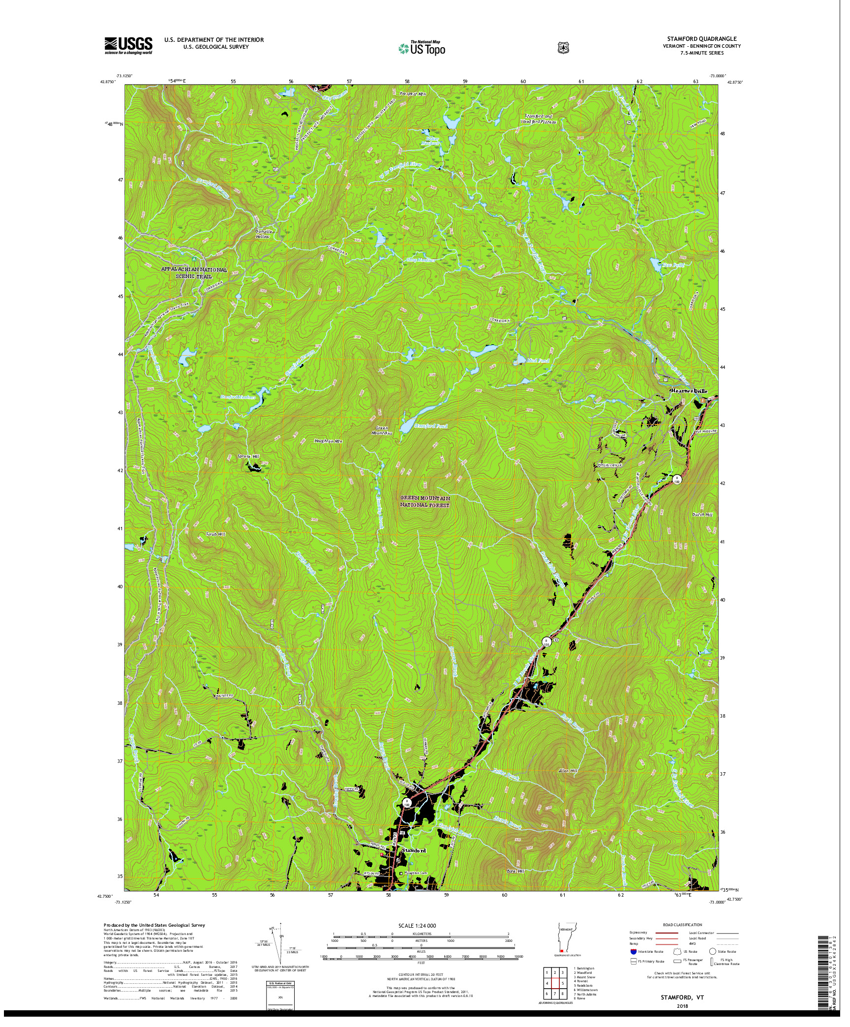 USGS US TOPO 7.5-MINUTE MAP FOR STAMFORD, VT 2018