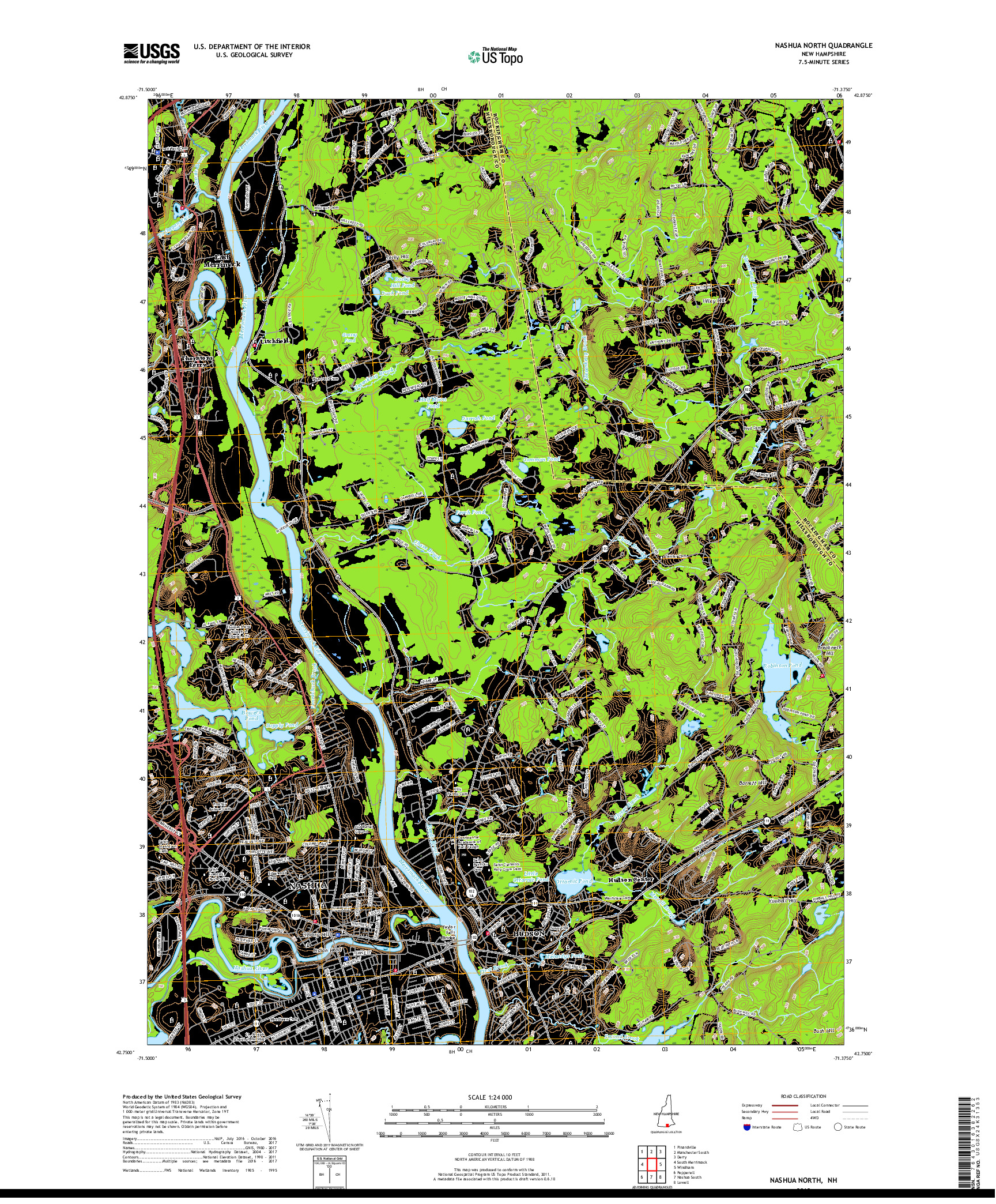 USGS US TOPO 7.5-MINUTE MAP FOR NASHUA NORTH, NH 2018