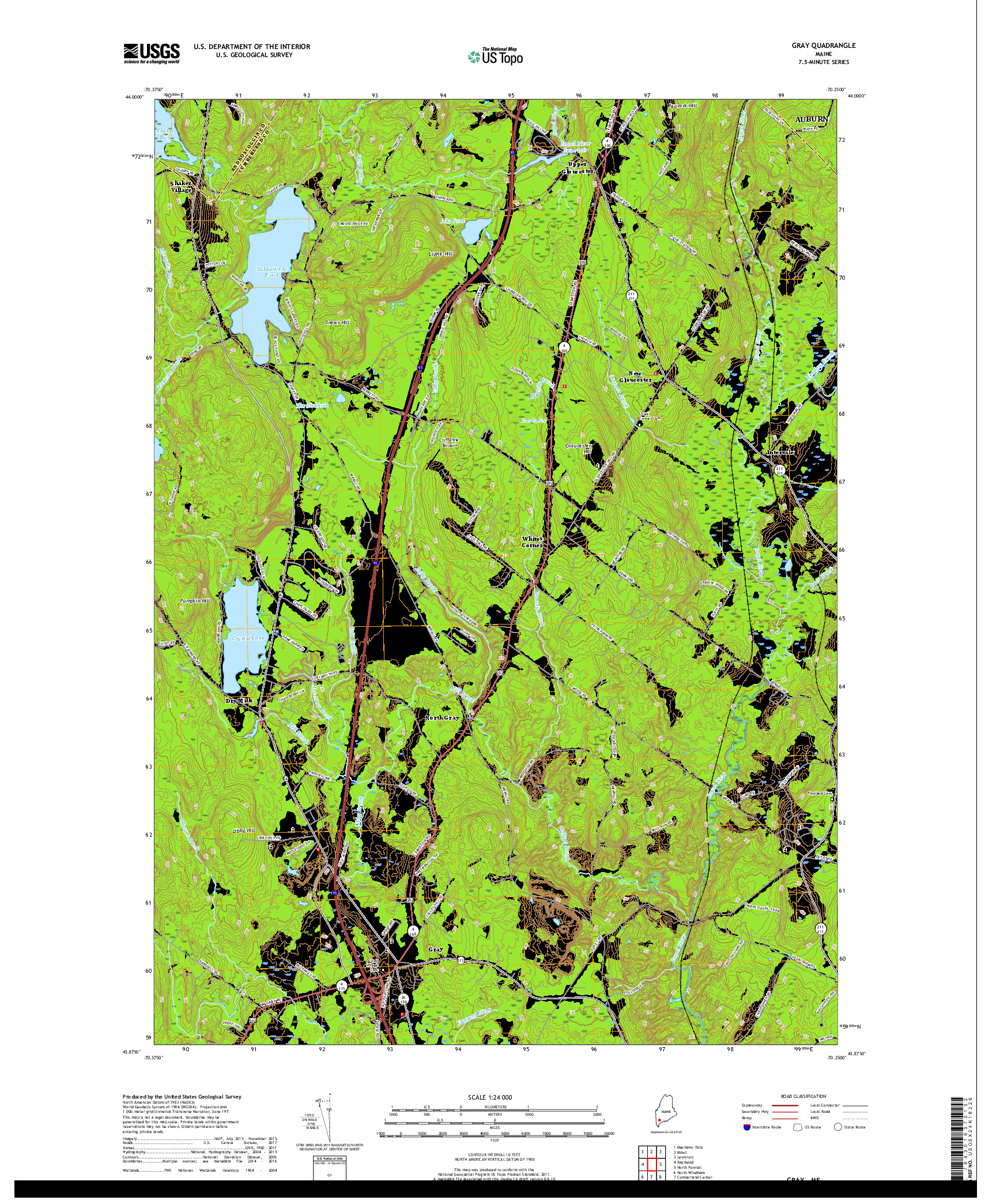 USGS US TOPO 7.5-MINUTE MAP FOR GRAY, ME 2018