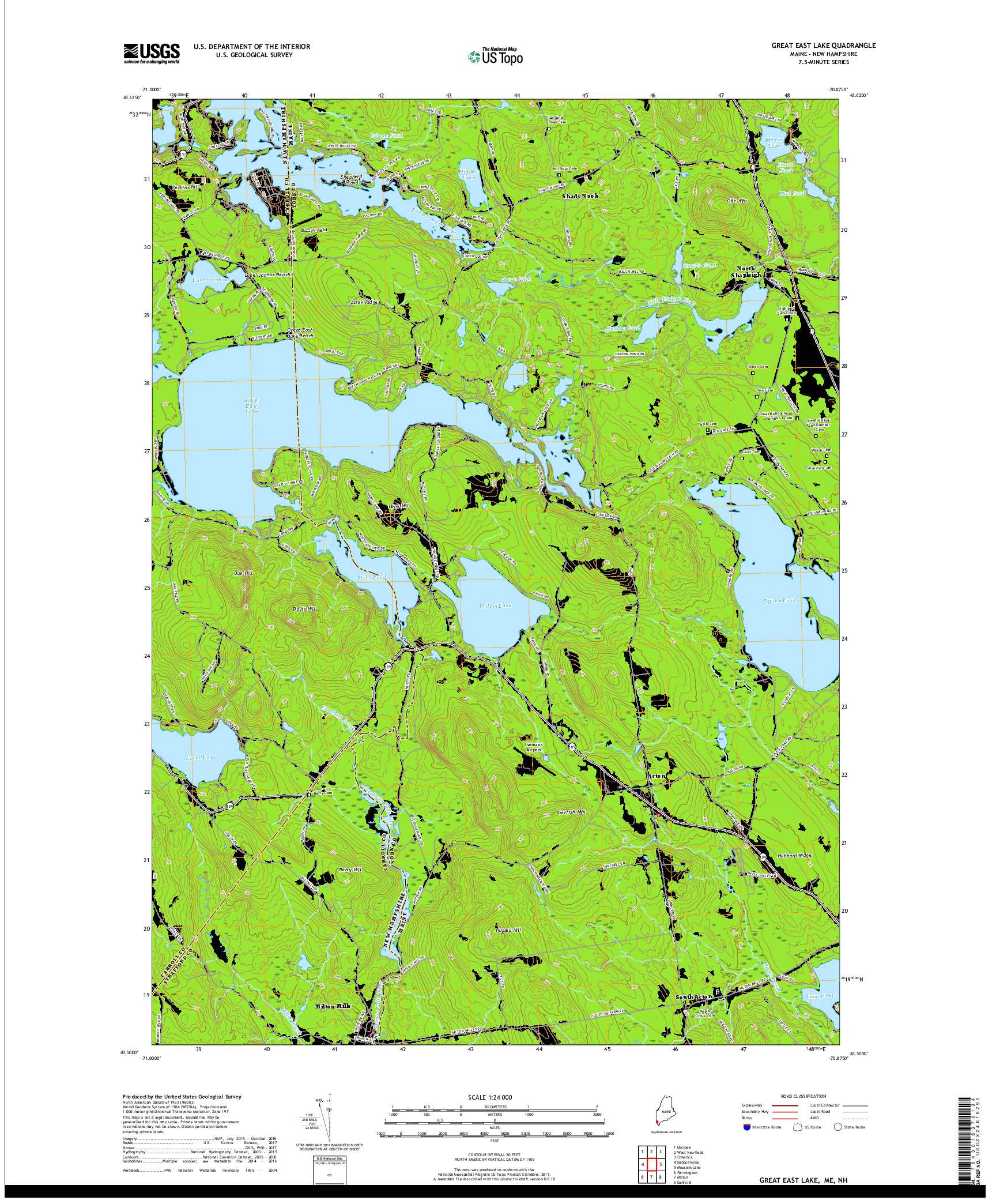USGS US TOPO 7.5-MINUTE MAP FOR GREAT EAST LAKE, ME,NH 2018