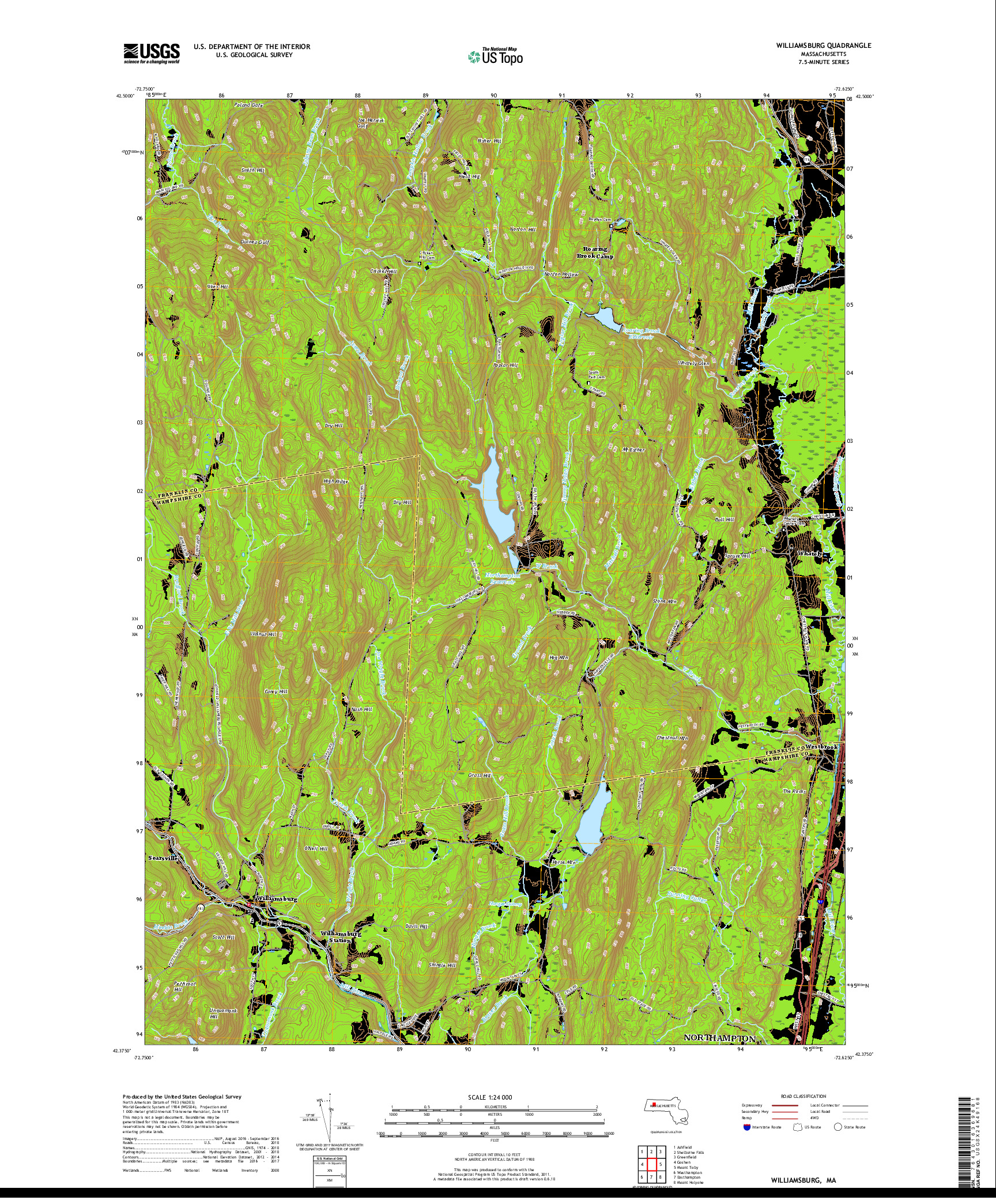 USGS US TOPO 7.5-MINUTE MAP FOR WILLIAMSBURG, MA 2018