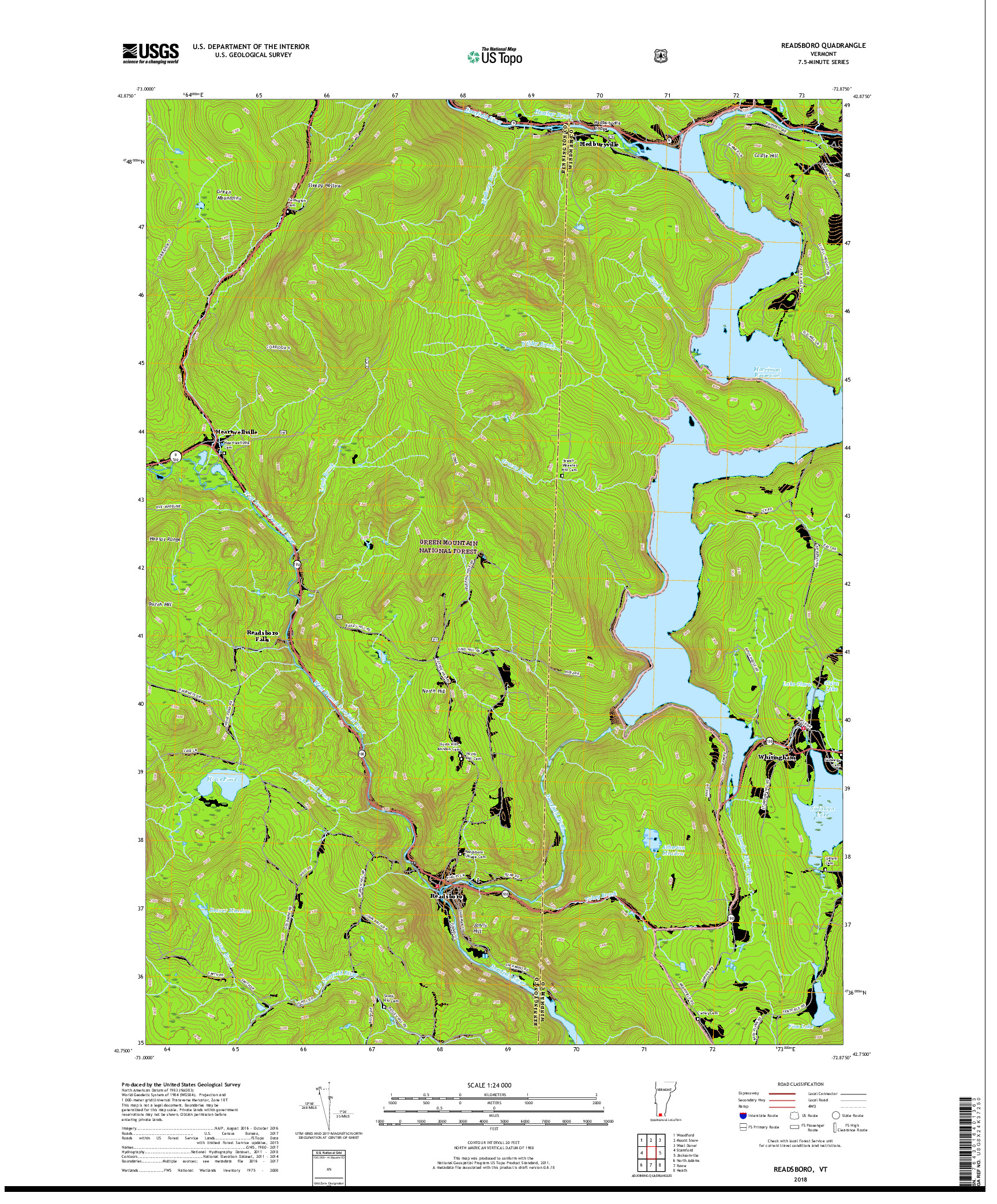 USGS US TOPO 7.5-MINUTE MAP FOR READSBORO, VT 2018