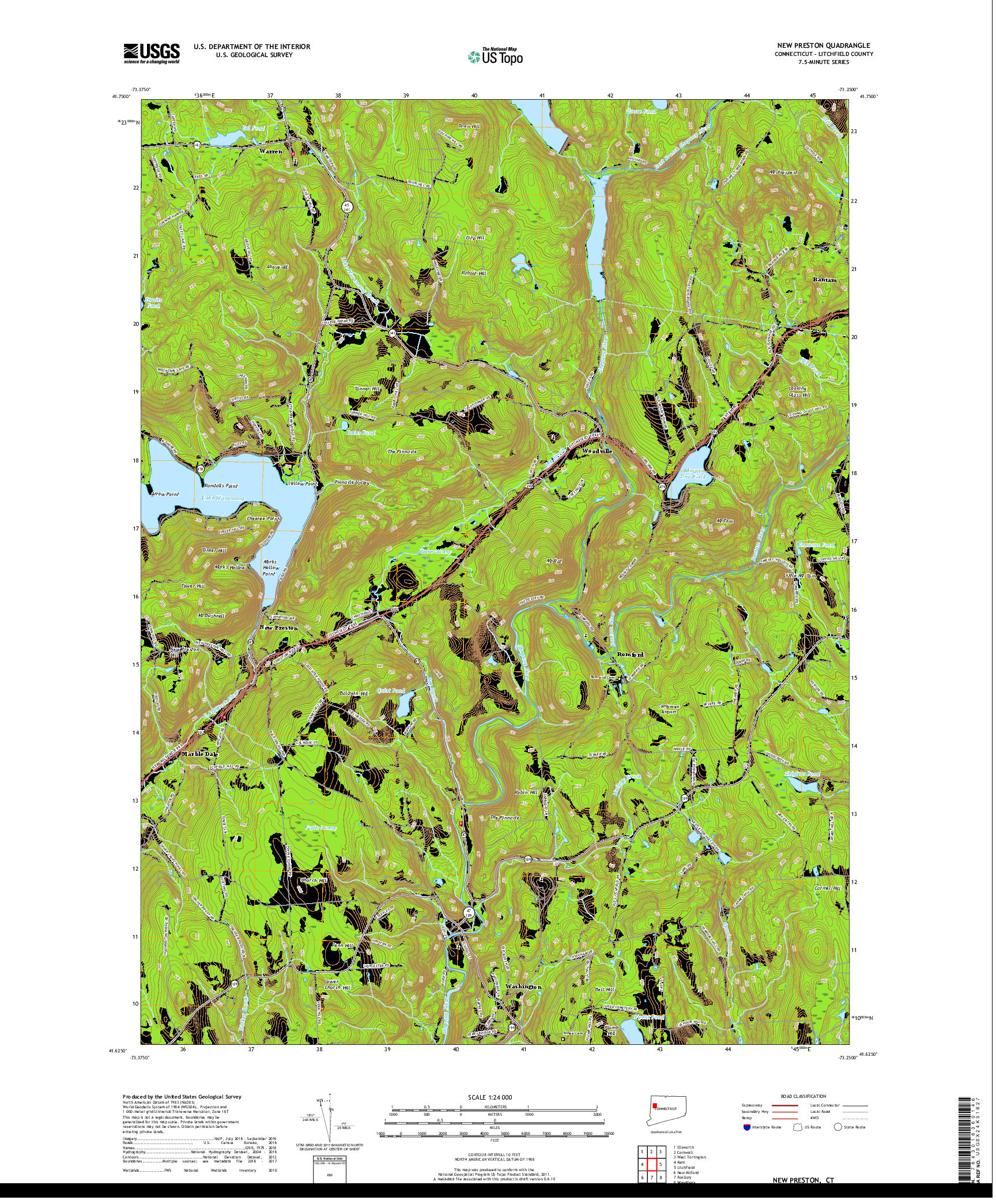 USGS US TOPO 7.5-MINUTE MAP FOR NEW PRESTON, CT 2018