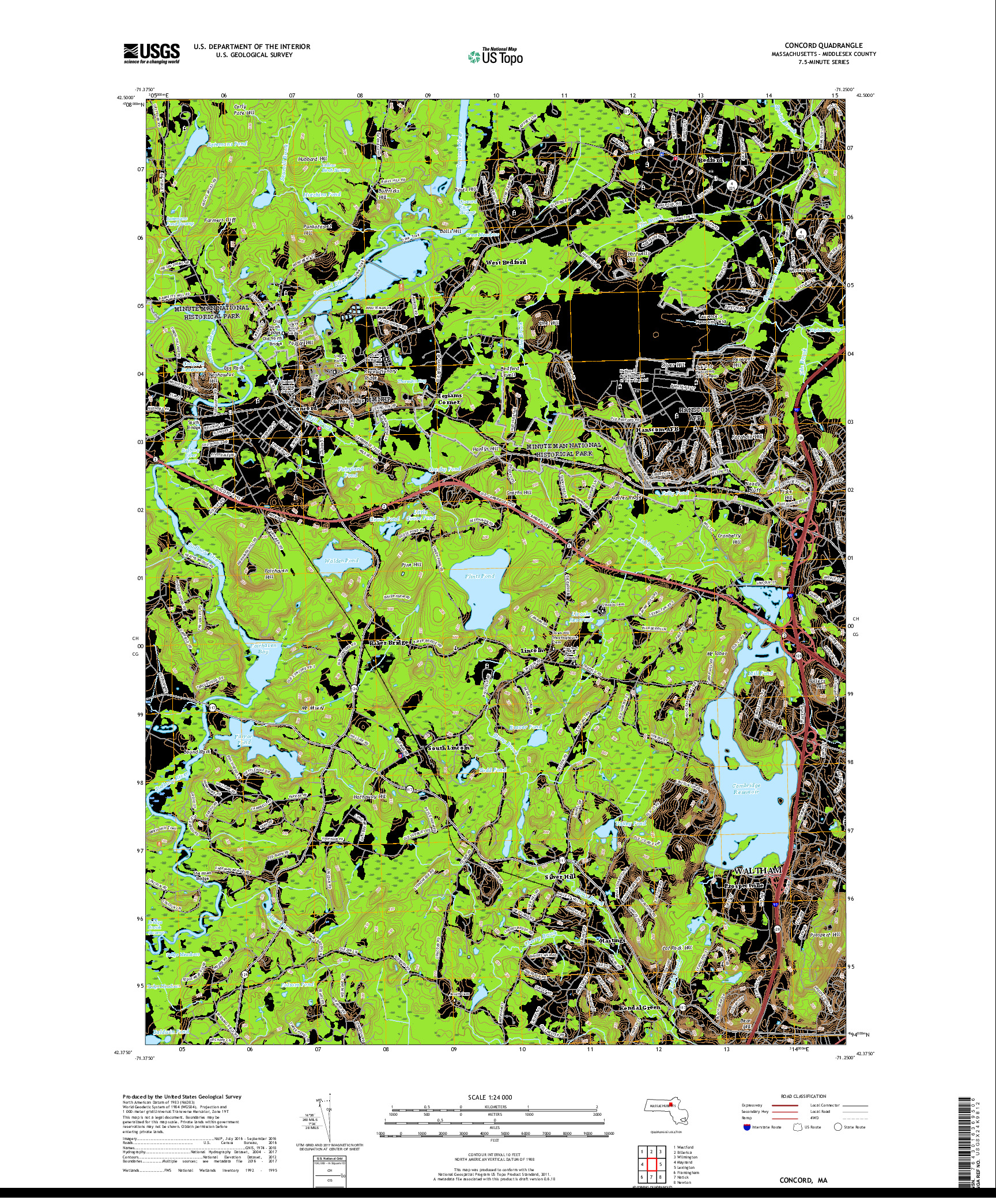 USGS US TOPO 7.5-MINUTE MAP FOR CONCORD, MA 2018