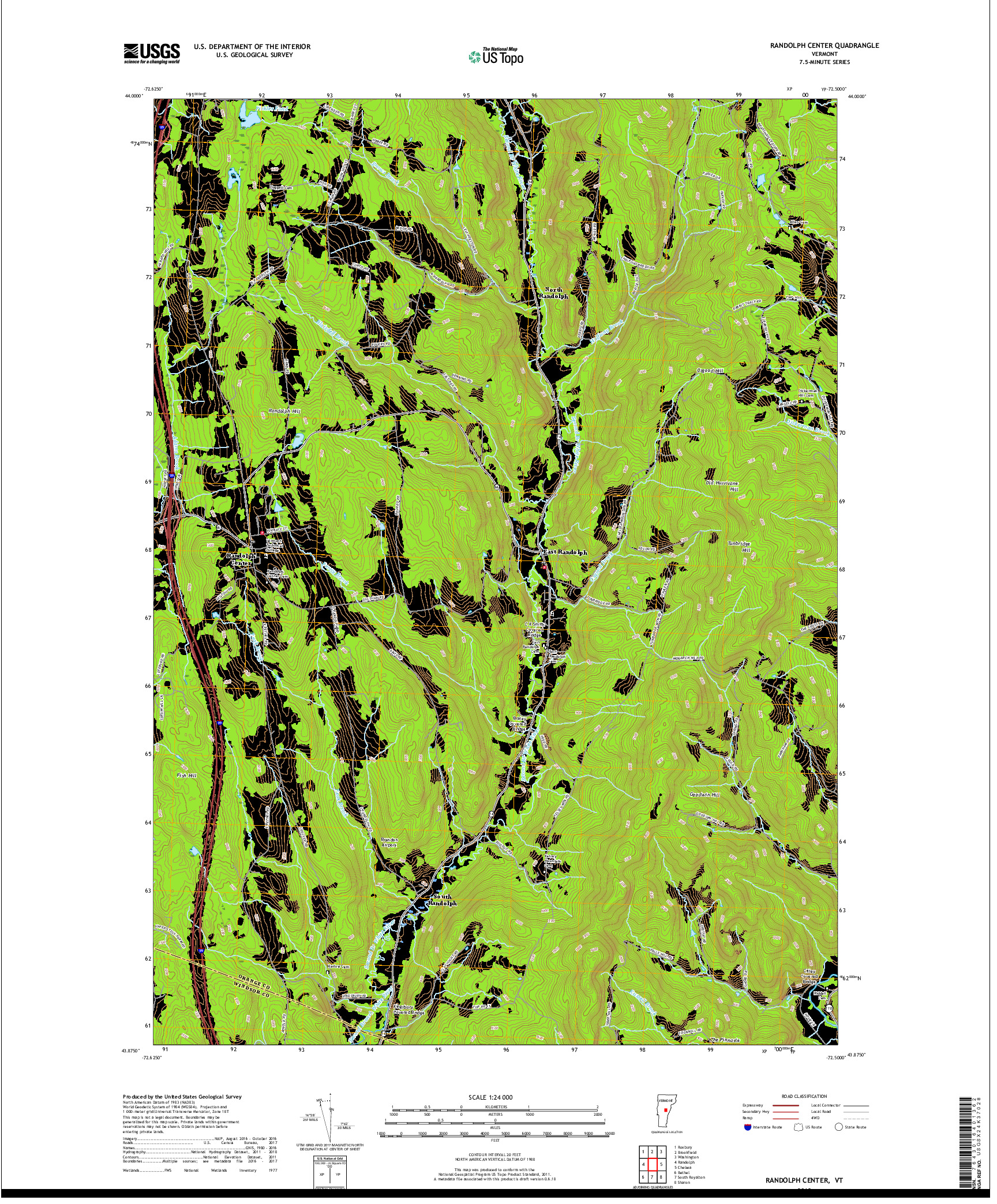 USGS US TOPO 7.5-MINUTE MAP FOR RANDOLPH CENTER, VT 2018