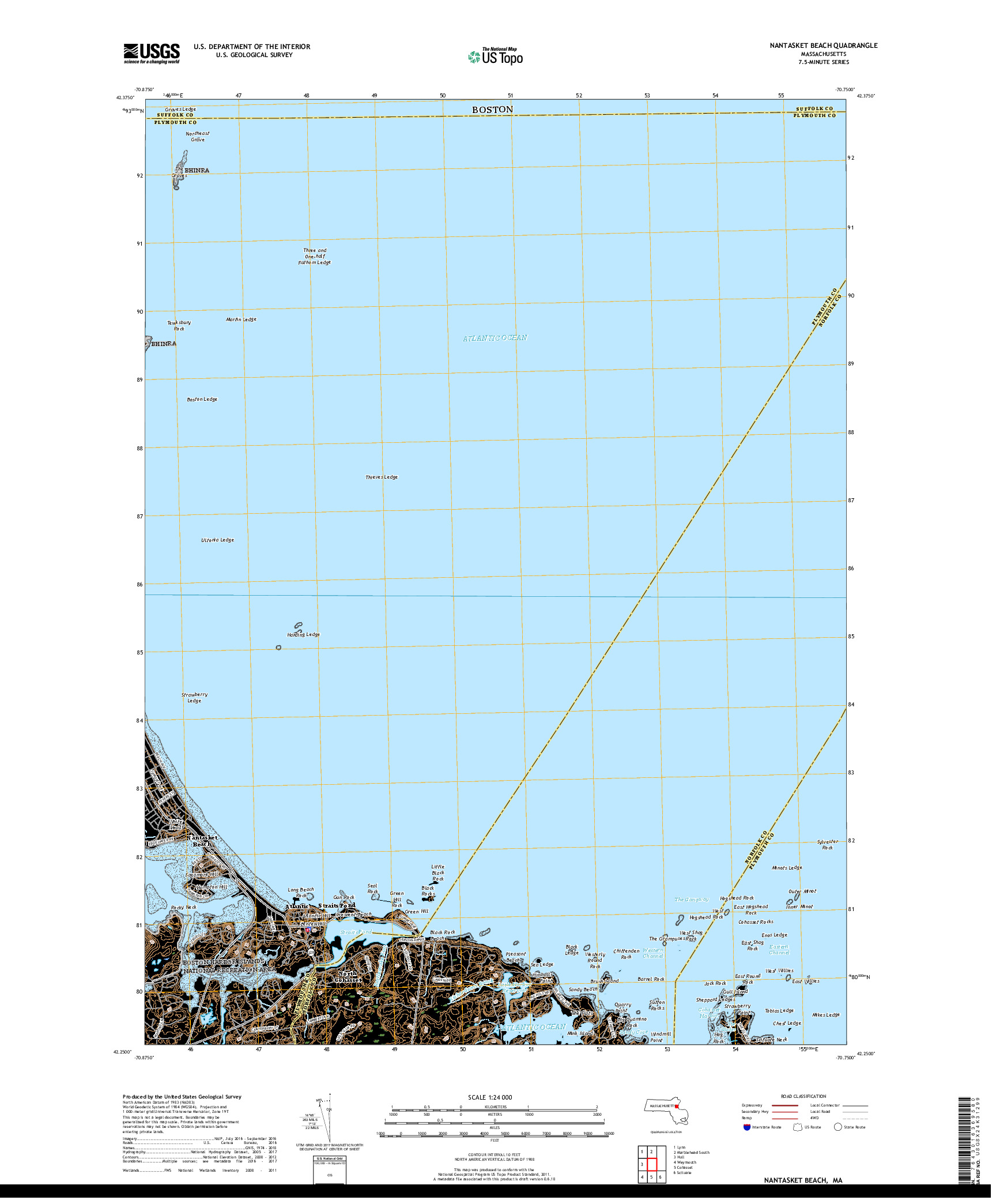 USGS US TOPO 7.5-MINUTE MAP FOR NANTASKET BEACH, MA 2018