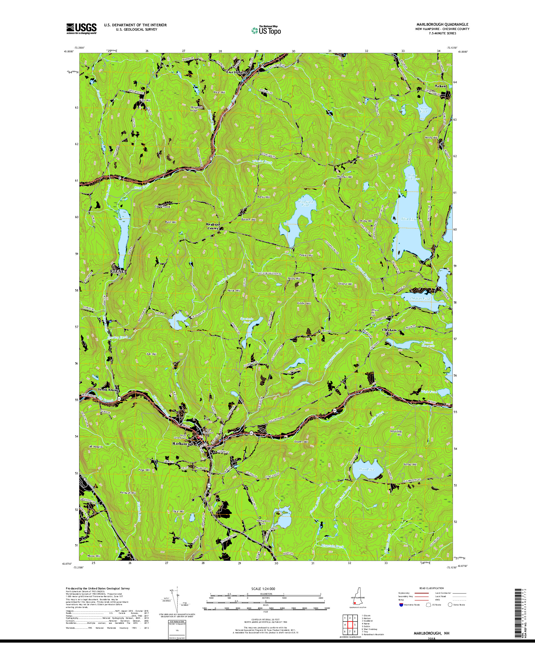 USGS US TOPO 7.5-MINUTE MAP FOR MARLBOROUGH, NH 2018