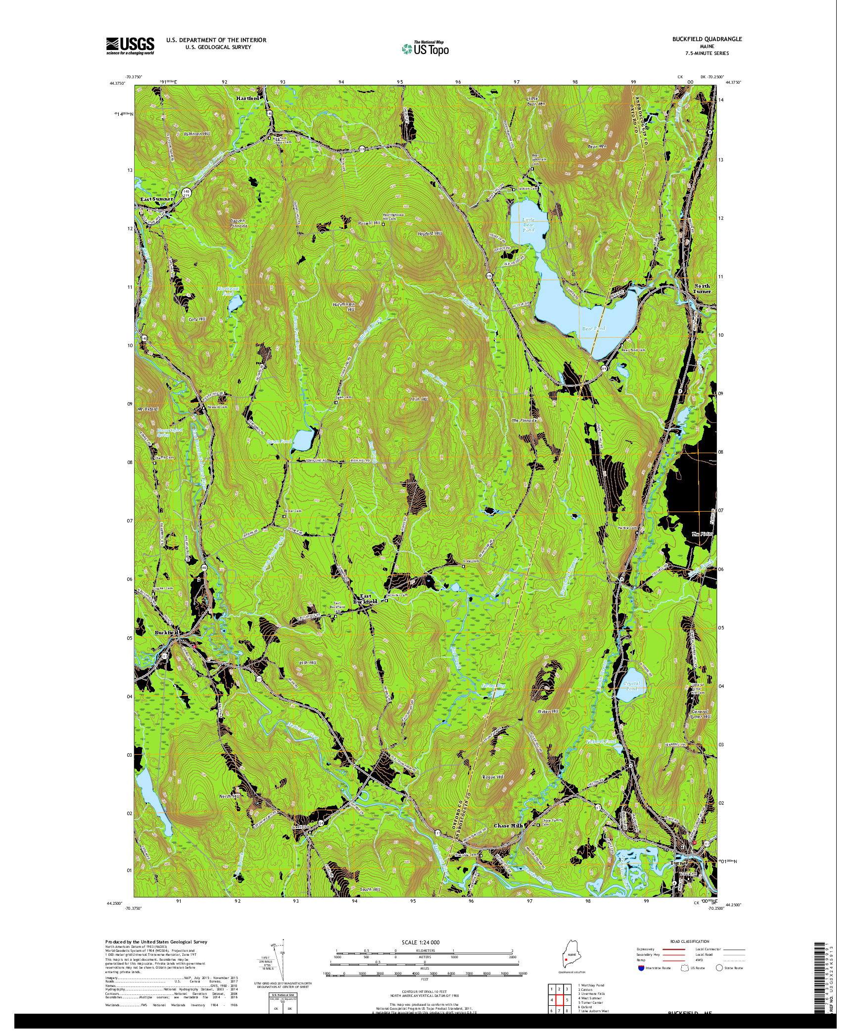 USGS US TOPO 7.5-MINUTE MAP FOR BUCKFIELD, ME 2018