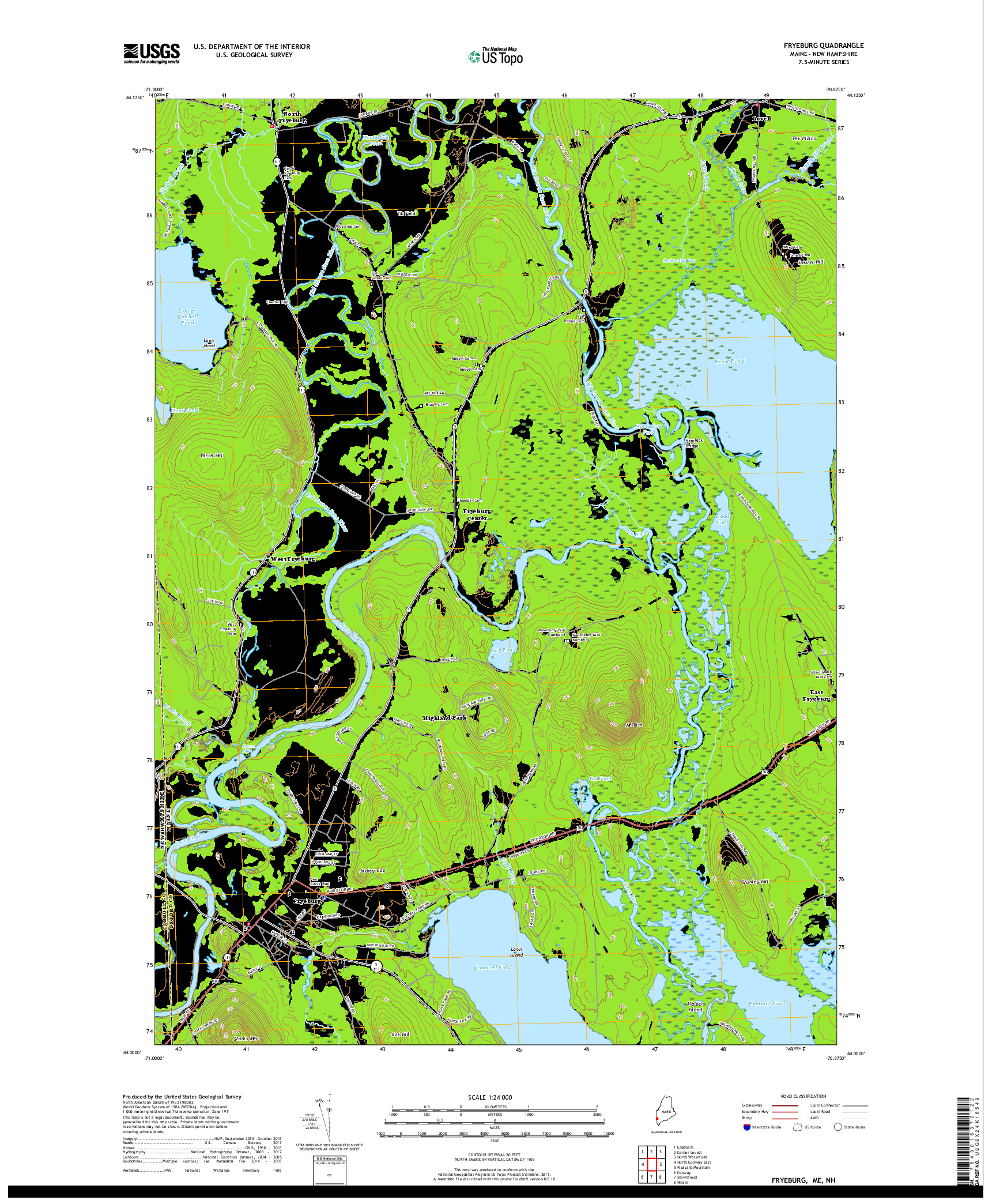 USGS US TOPO 7.5-MINUTE MAP FOR FRYEBURG, ME,NH 2018