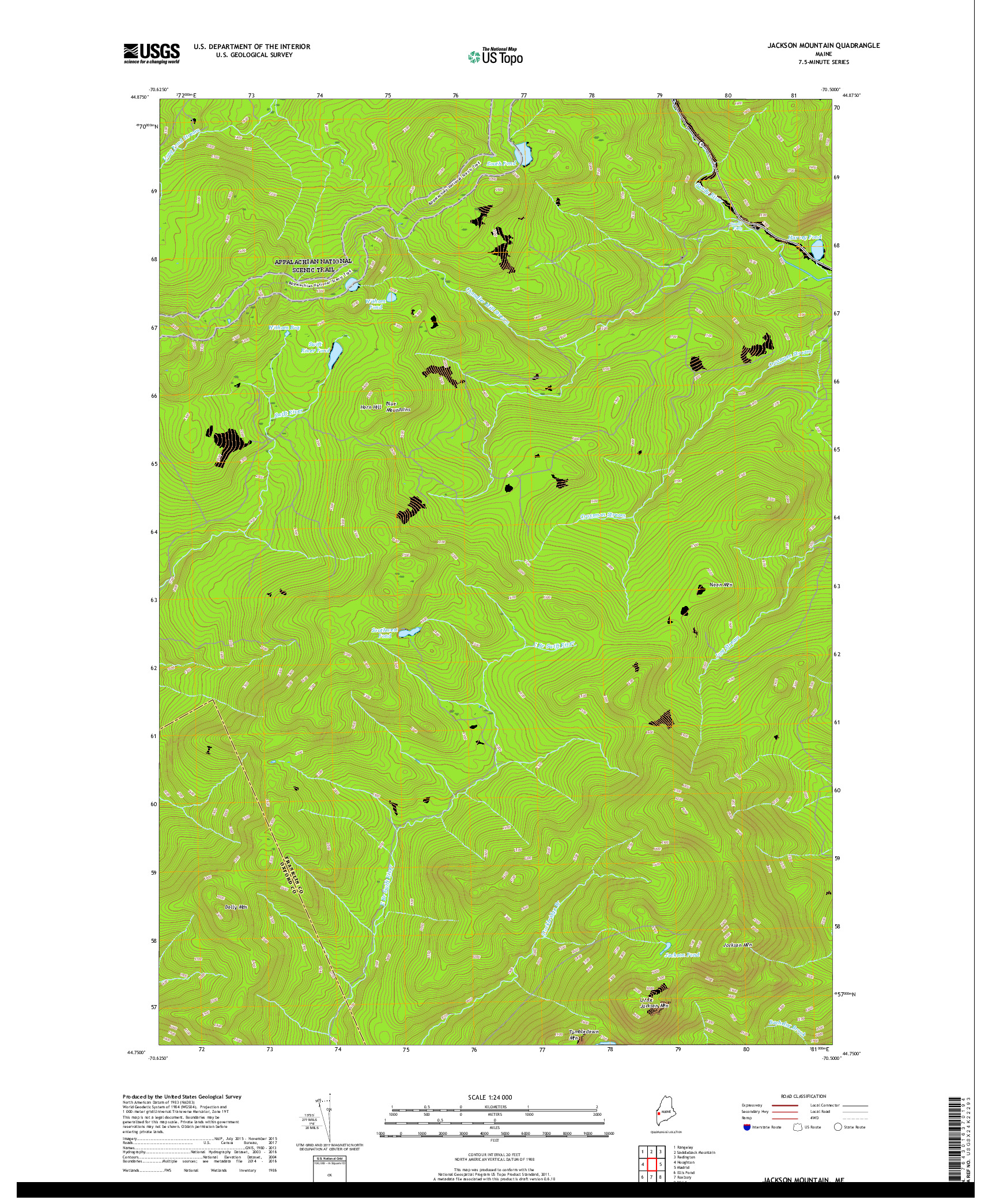 USGS US TOPO 7.5-MINUTE MAP FOR JACKSON MOUNTAIN, ME 2018