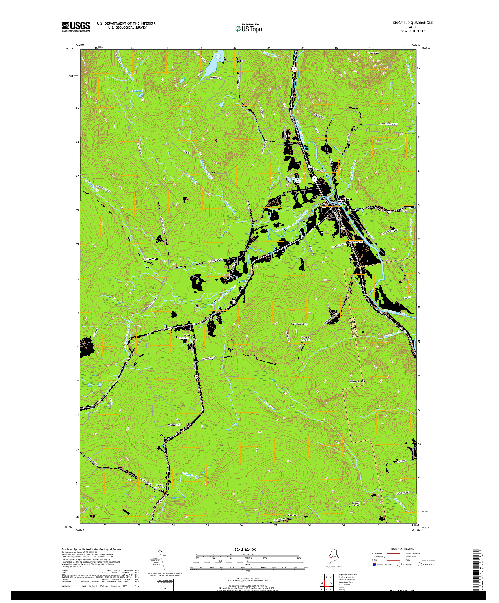 USGS US TOPO 7.5-MINUTE MAP FOR KINGFIELD, ME 2018