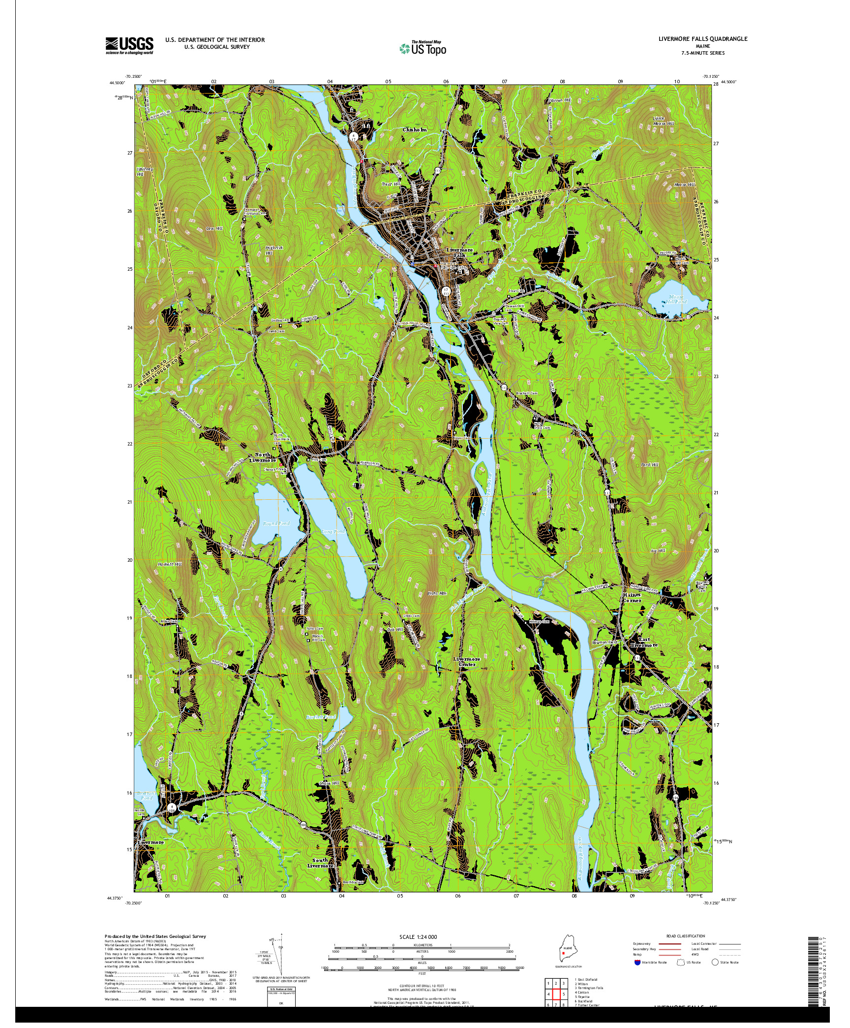 USGS US TOPO 7.5-MINUTE MAP FOR LIVERMORE FALLS, ME 2018