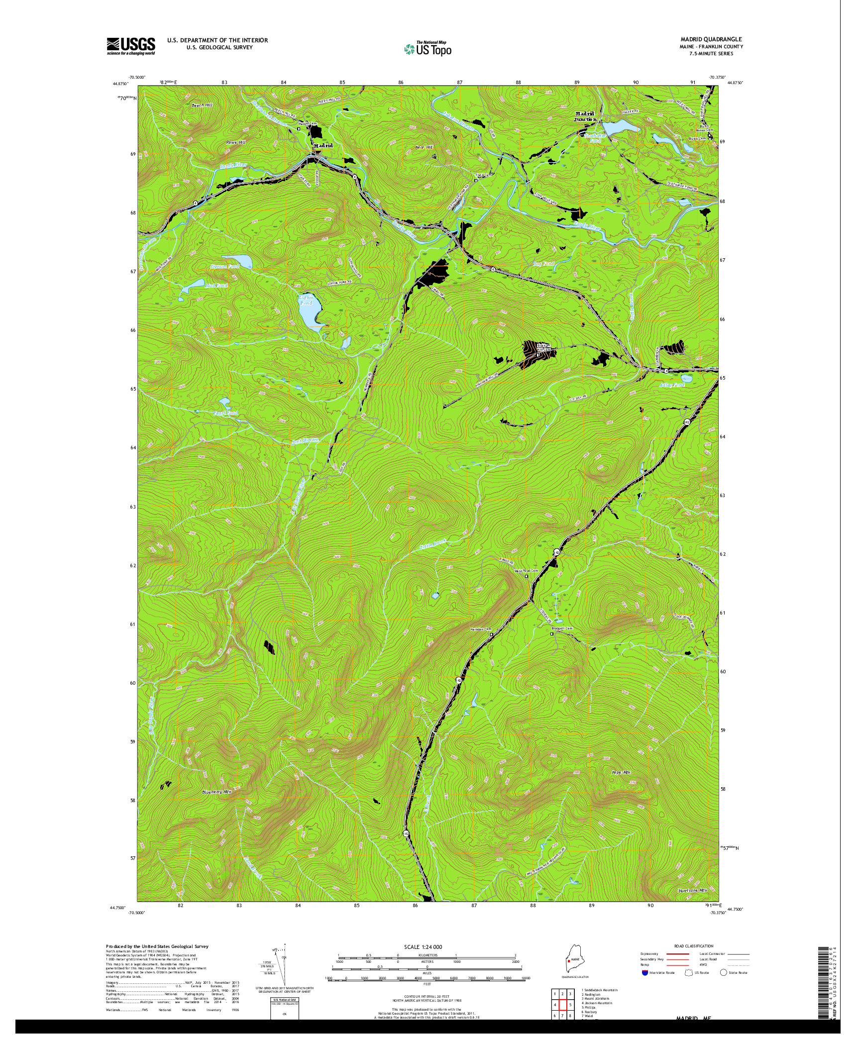 USGS US TOPO 7.5-MINUTE MAP FOR MADRID, ME 2018