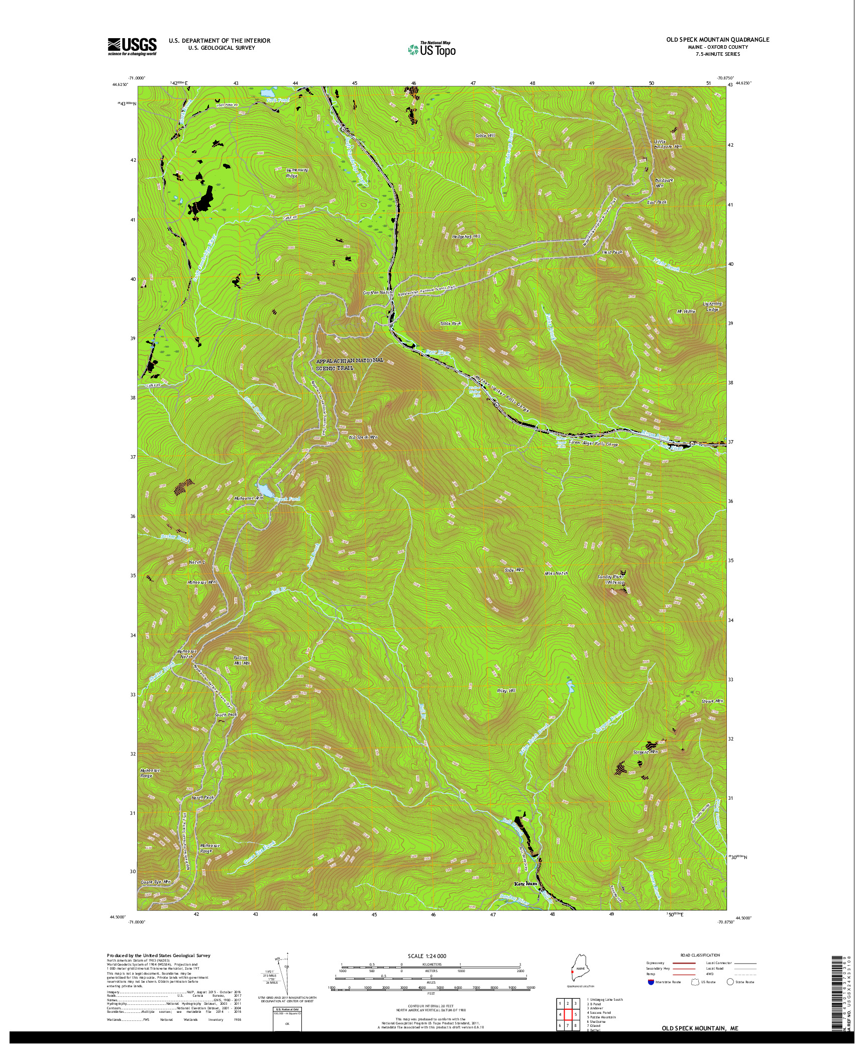 USGS US TOPO 7.5-MINUTE MAP FOR OLD SPECK MOUNTAIN, ME 2018