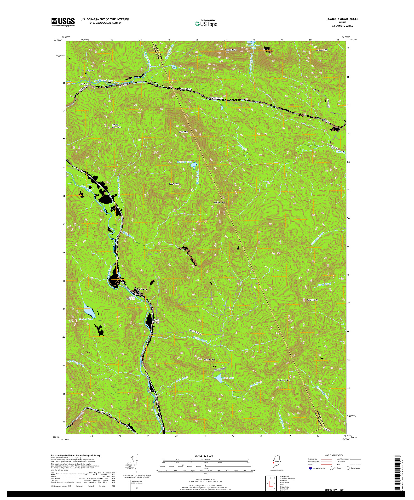 USGS US TOPO 7.5-MINUTE MAP FOR ROXBURY, ME 2018