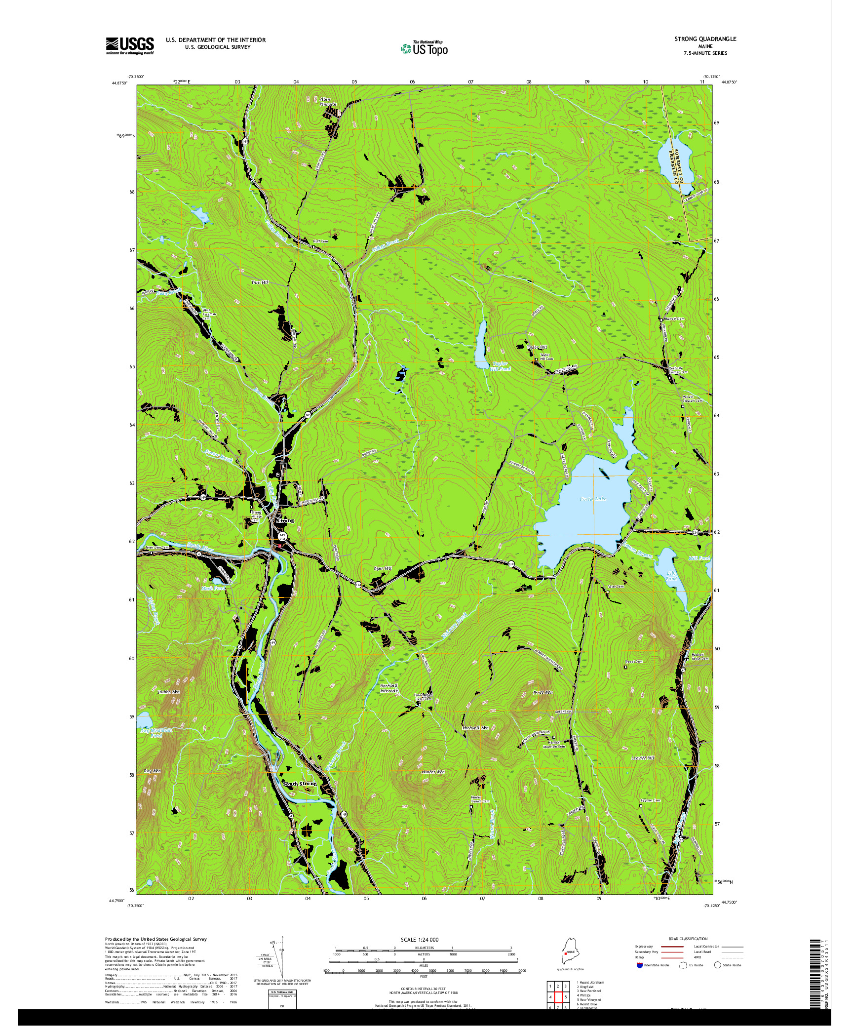 USGS US TOPO 7.5-MINUTE MAP FOR STRONG, ME 2018