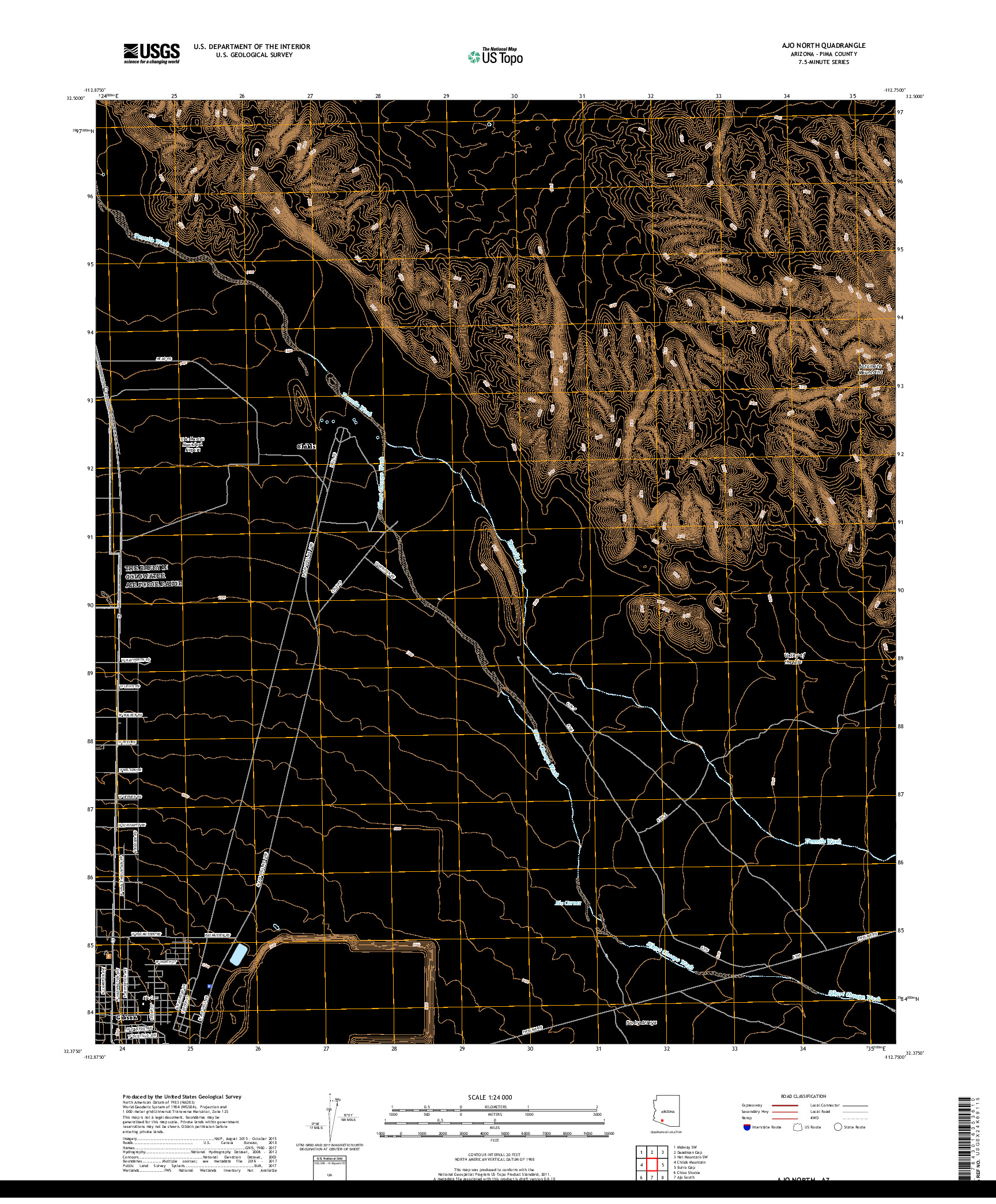 USGS US TOPO 7.5-MINUTE MAP FOR AJO NORTH, AZ 2018