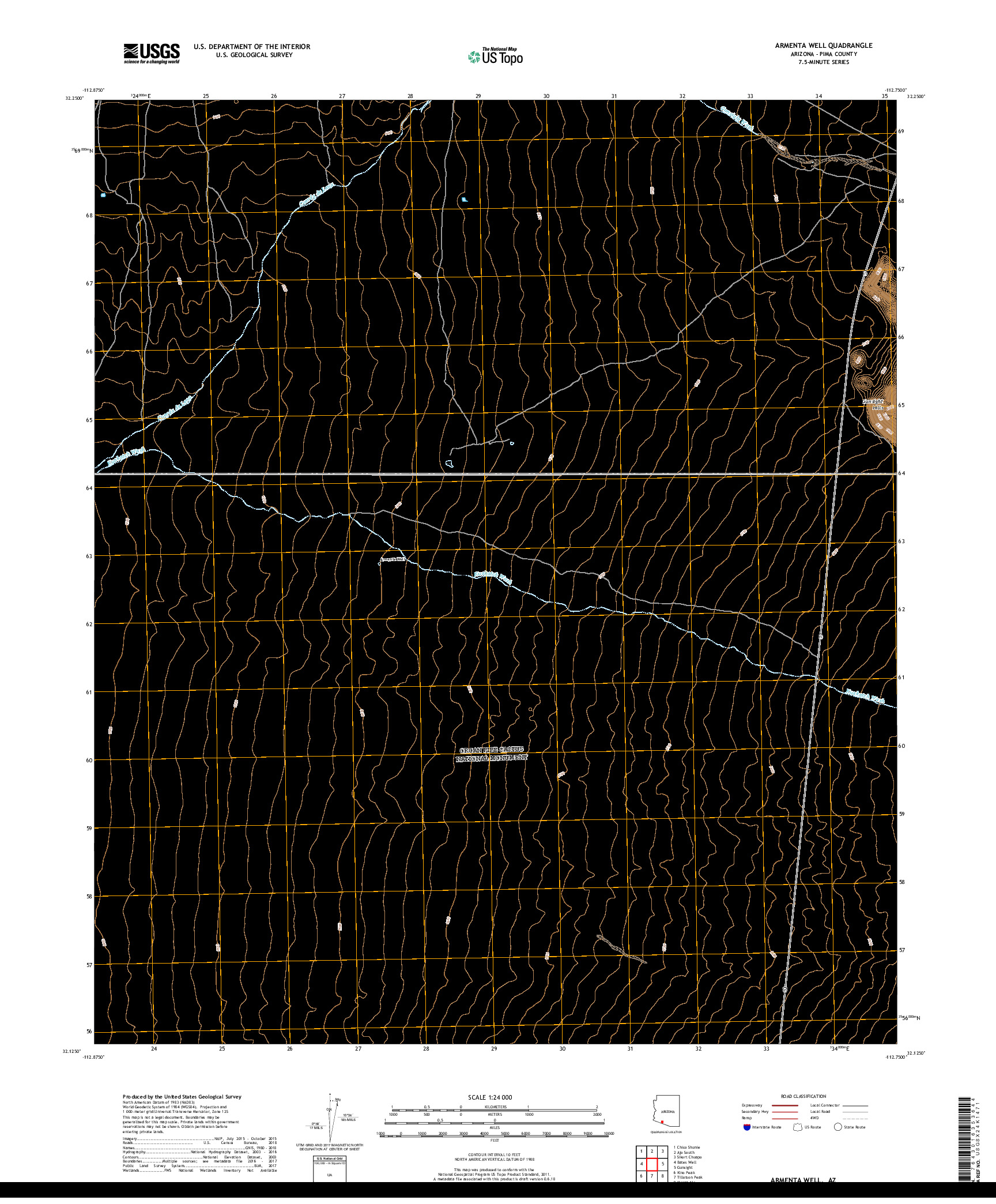 USGS US TOPO 7.5-MINUTE MAP FOR ARMENTA WELL, AZ 2018