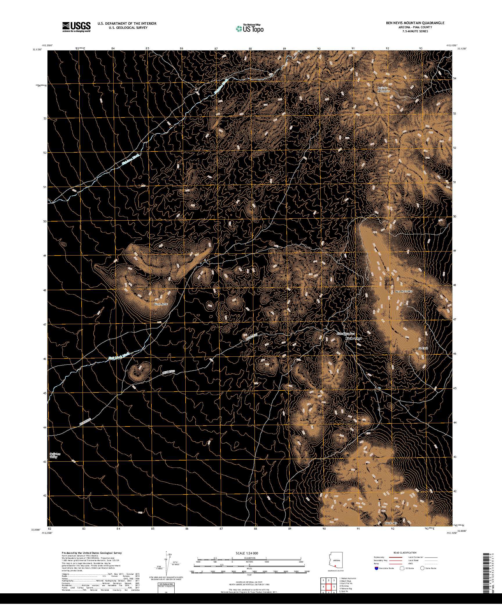 USGS US TOPO 7.5-MINUTE MAP FOR BEN NEVIS MOUNTAIN, AZ 2018