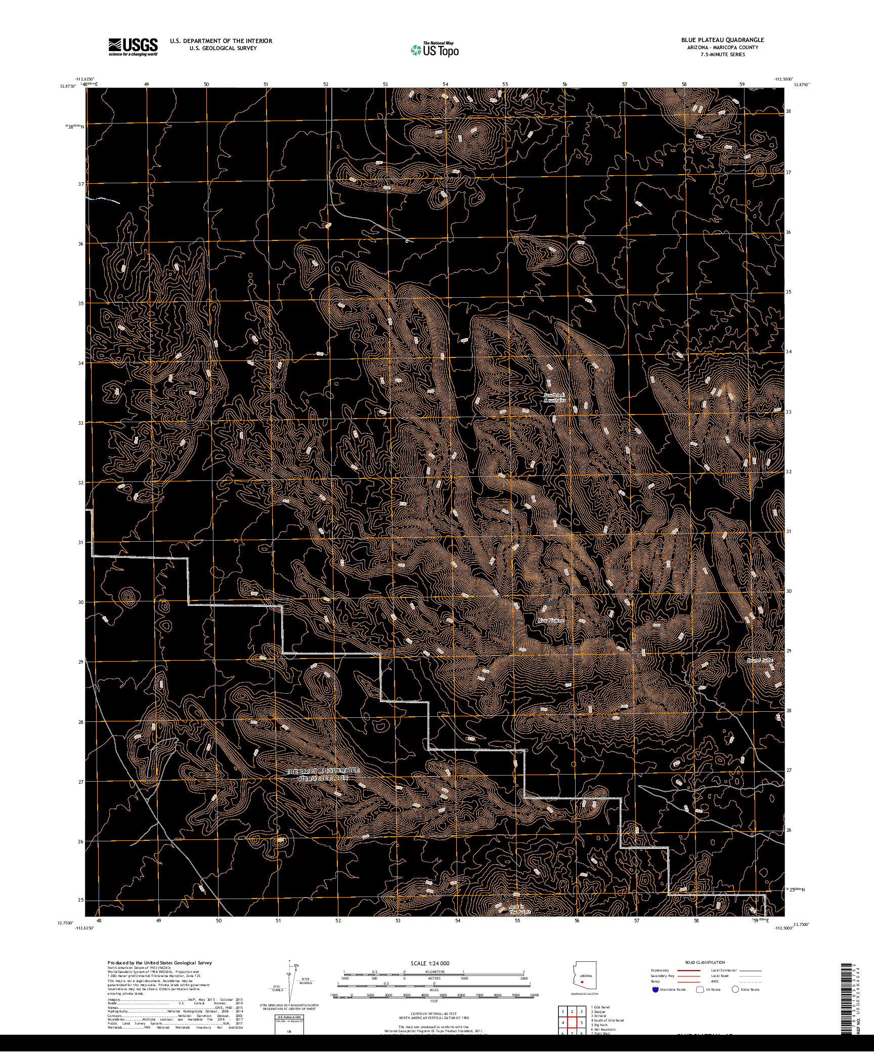 USGS US TOPO 7.5-MINUTE MAP FOR BLUE PLATEAU, AZ 2018