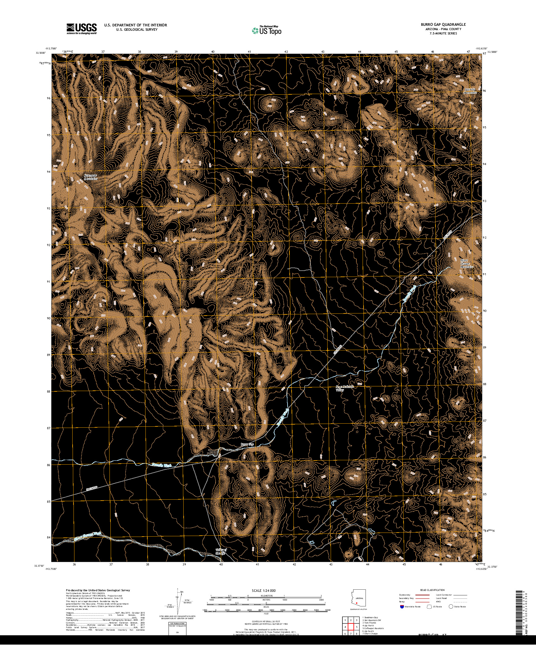 USGS US TOPO 7.5-MINUTE MAP FOR BURRO GAP, AZ 2018