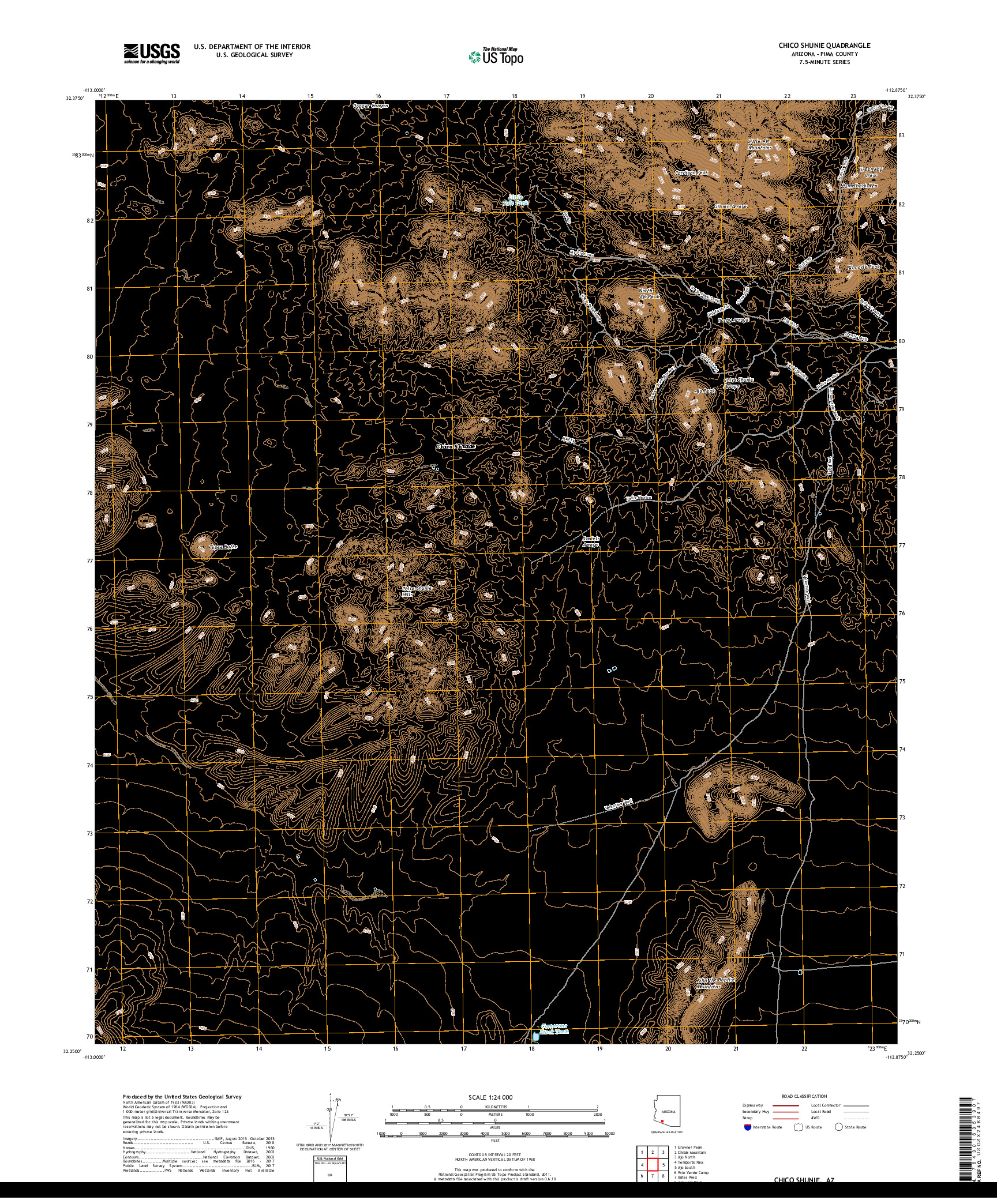 USGS US TOPO 7.5-MINUTE MAP FOR CHICO SHUNIE, AZ 2018